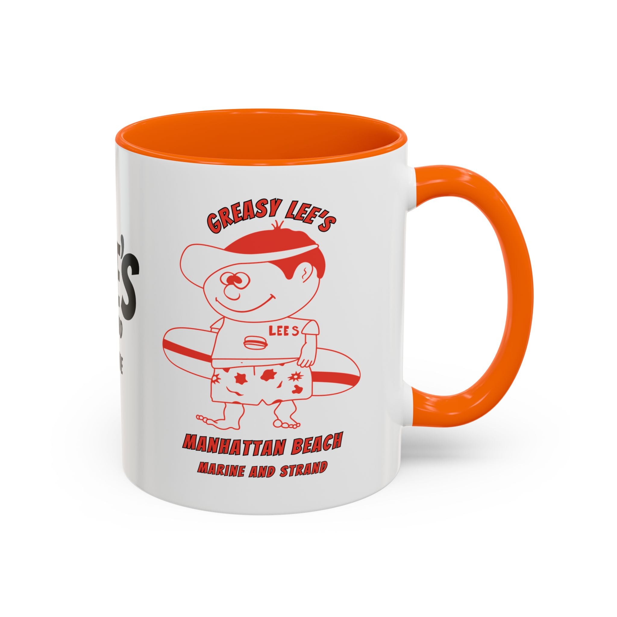 Greasy Lee's Surfer Logo Mug | Marine and Strand Manhattan Beach Old School  Accent Coffee Mug 11oz 15oz