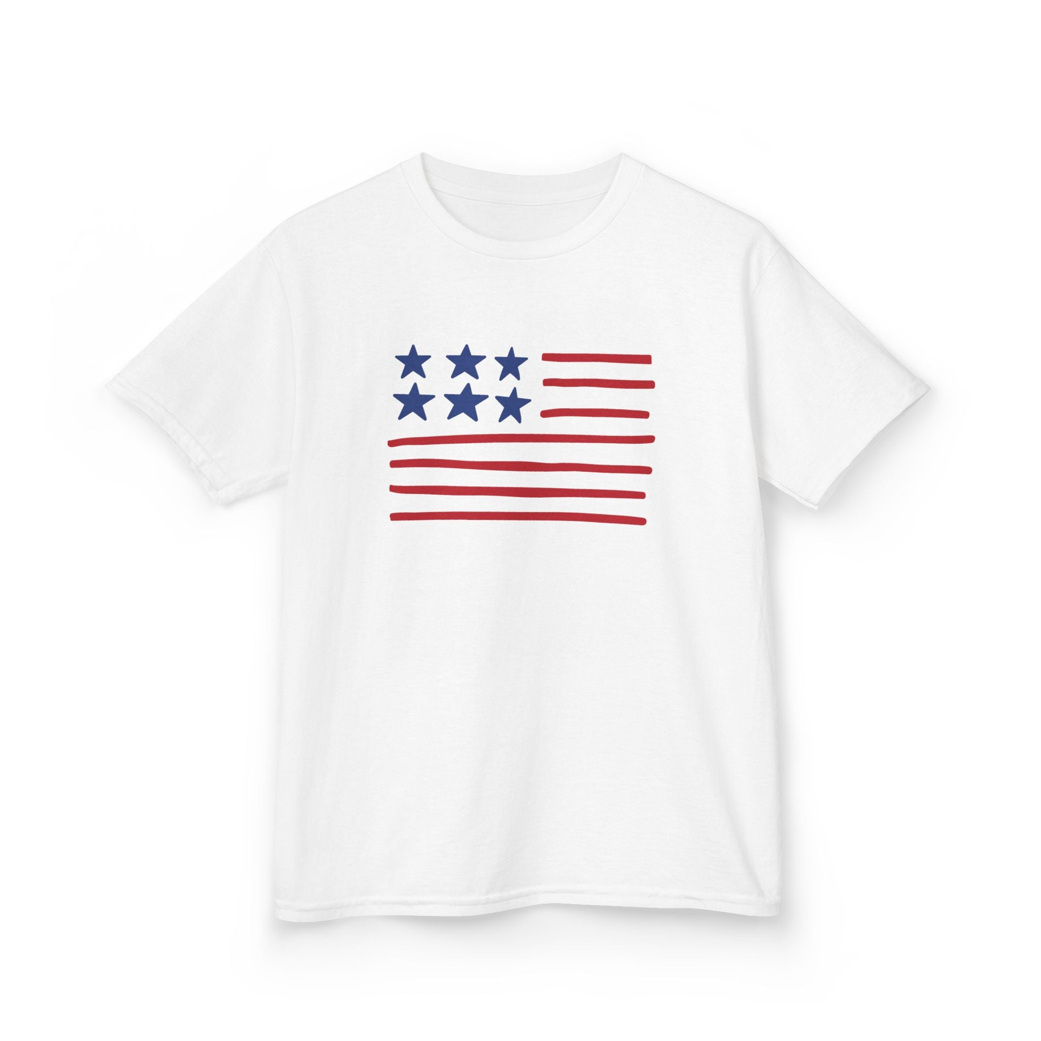 Stars and Stripes  Kids American Flag T-Shirt — Red & Blue Stars Stripe Patriotic Tee