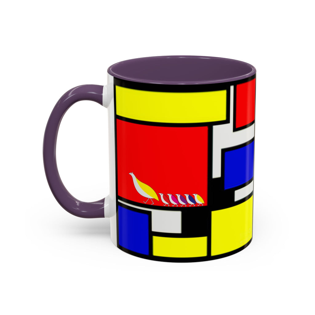 IKIYK School Bus Mondrian Style Geometric Pattern Mug | Accent Coffee Mug 11oz 15oz 1970s