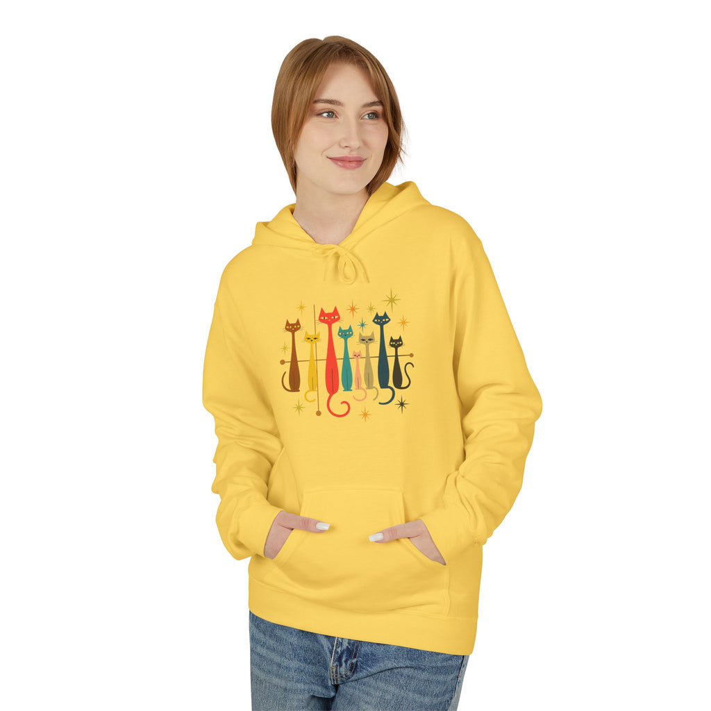 Retro Long Cats hoodie | Colorful Cat Illustration (printed front and back)