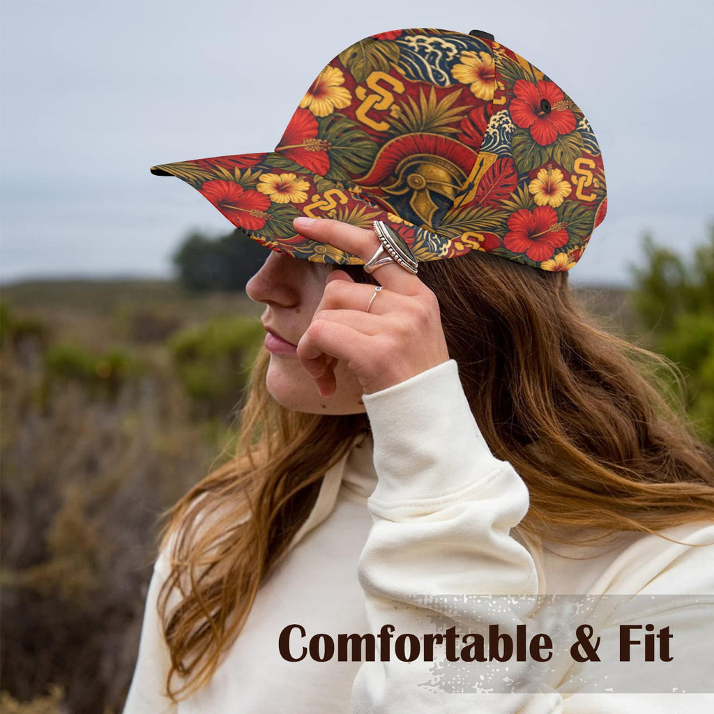 USC All Over Print Snapback Mom and Dad Cap – 7-Panel Chino Cotton Twill Hat