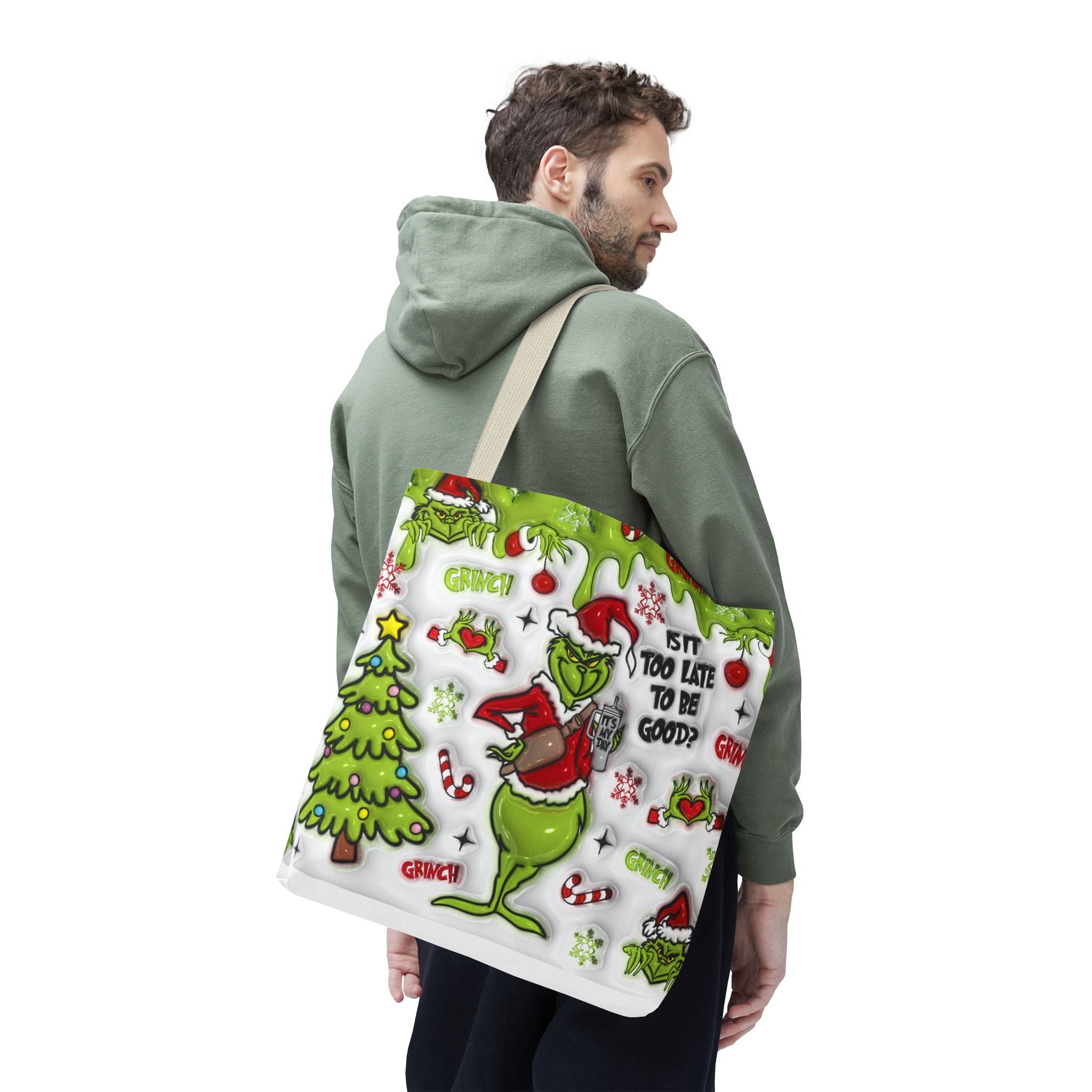 Christmas Tote Bag, Holiday Shopping Bag, Grinch Gift, Festive Reusable Bag, Cute Winter Accessory