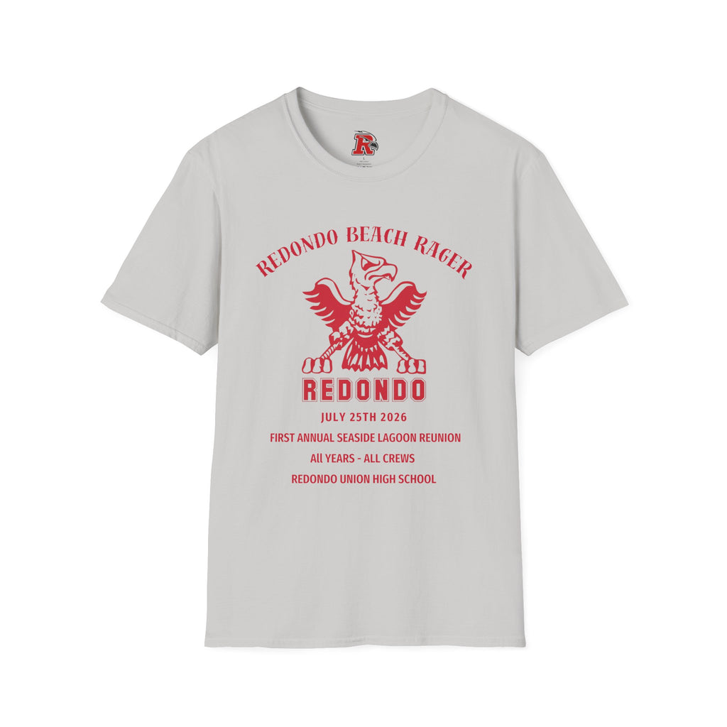 Redondo Beach Rager T-Shirt — Vintage School Spirit Graphic Tee - First Annual All Class Reunion 7-25-26 at Seaside Lagoon Redondo Beach