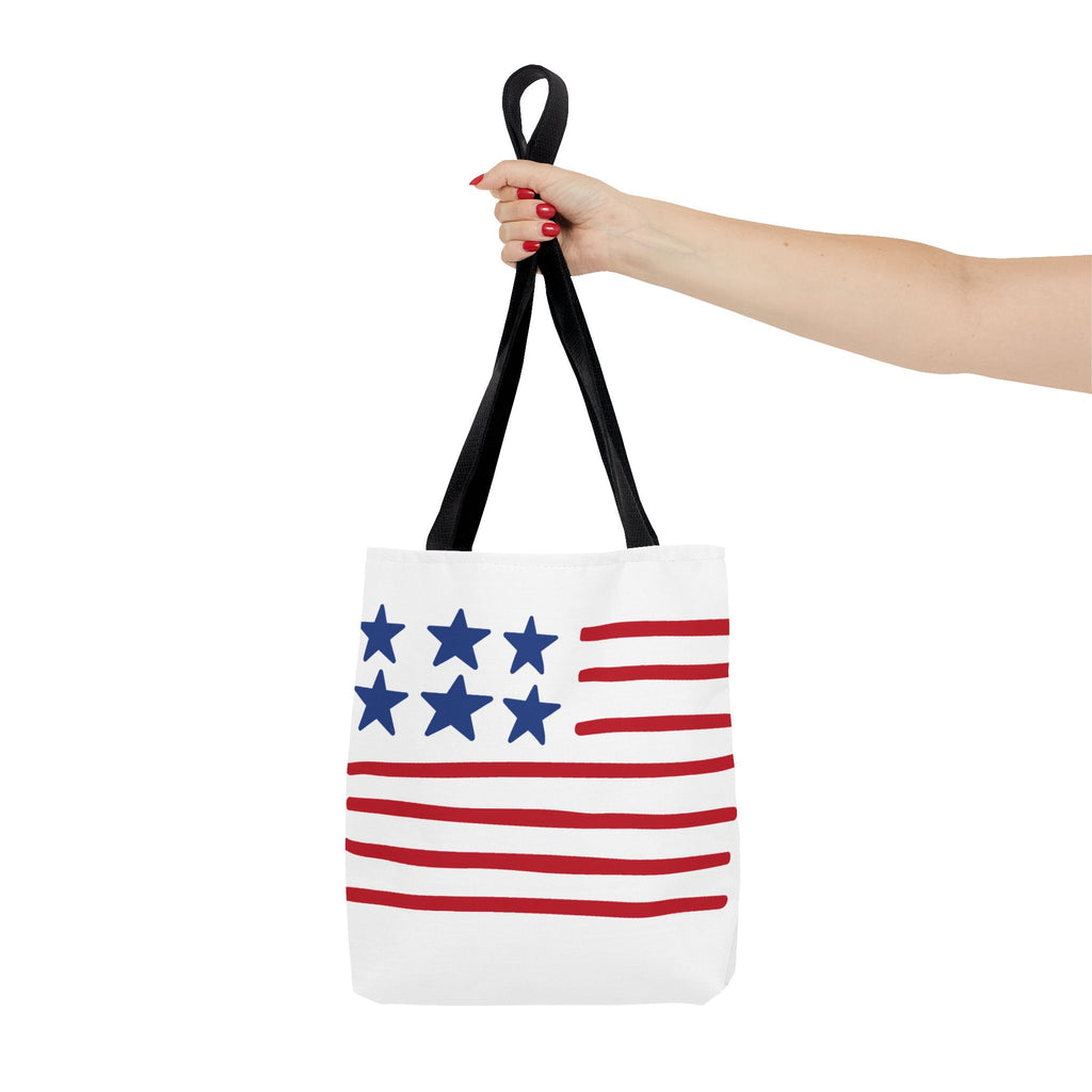 American Flag Stars & Stripes Tote Bag — Patriotic Canvas Beach Grocery Bag