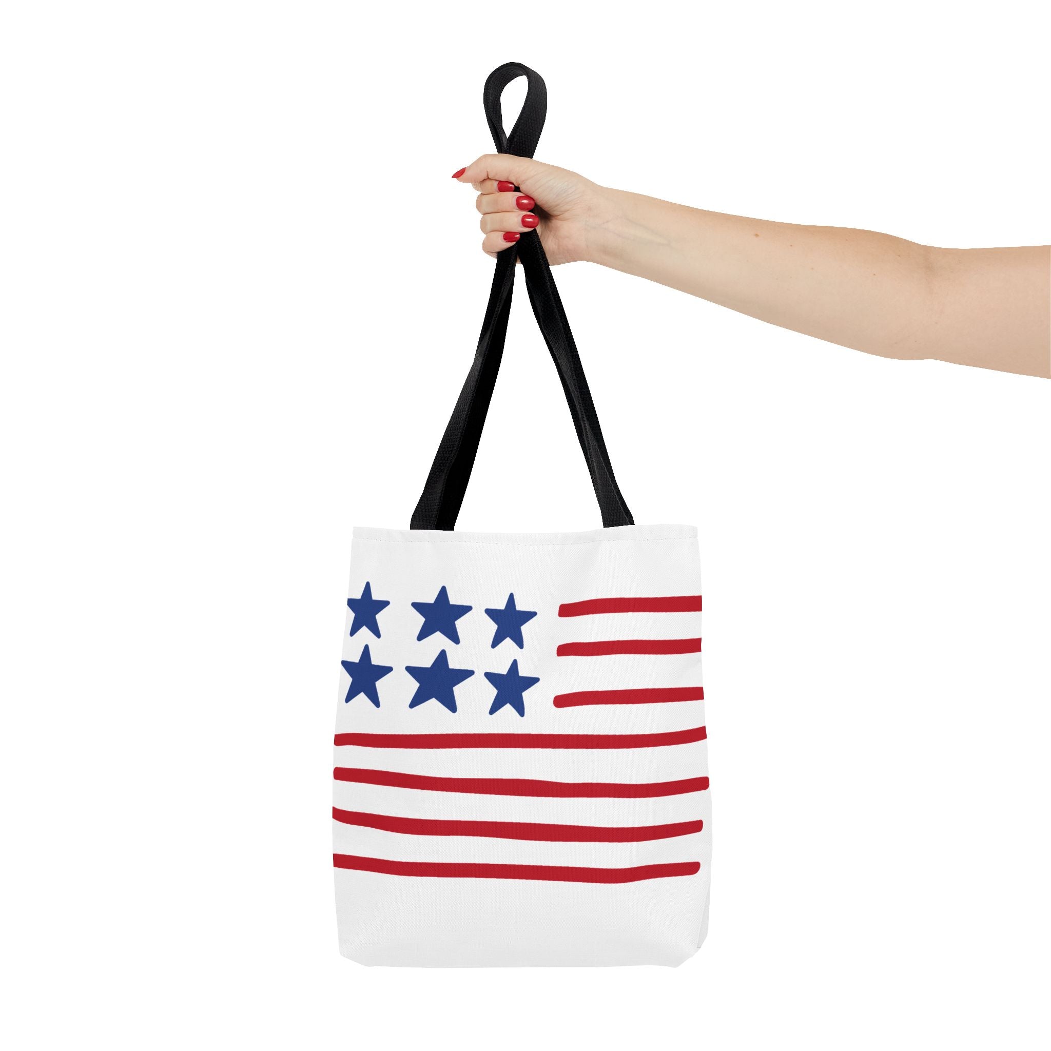 American Flag Stars & Stripes Tote Bag — Patriotic Canvas Beach Grocery Bag
