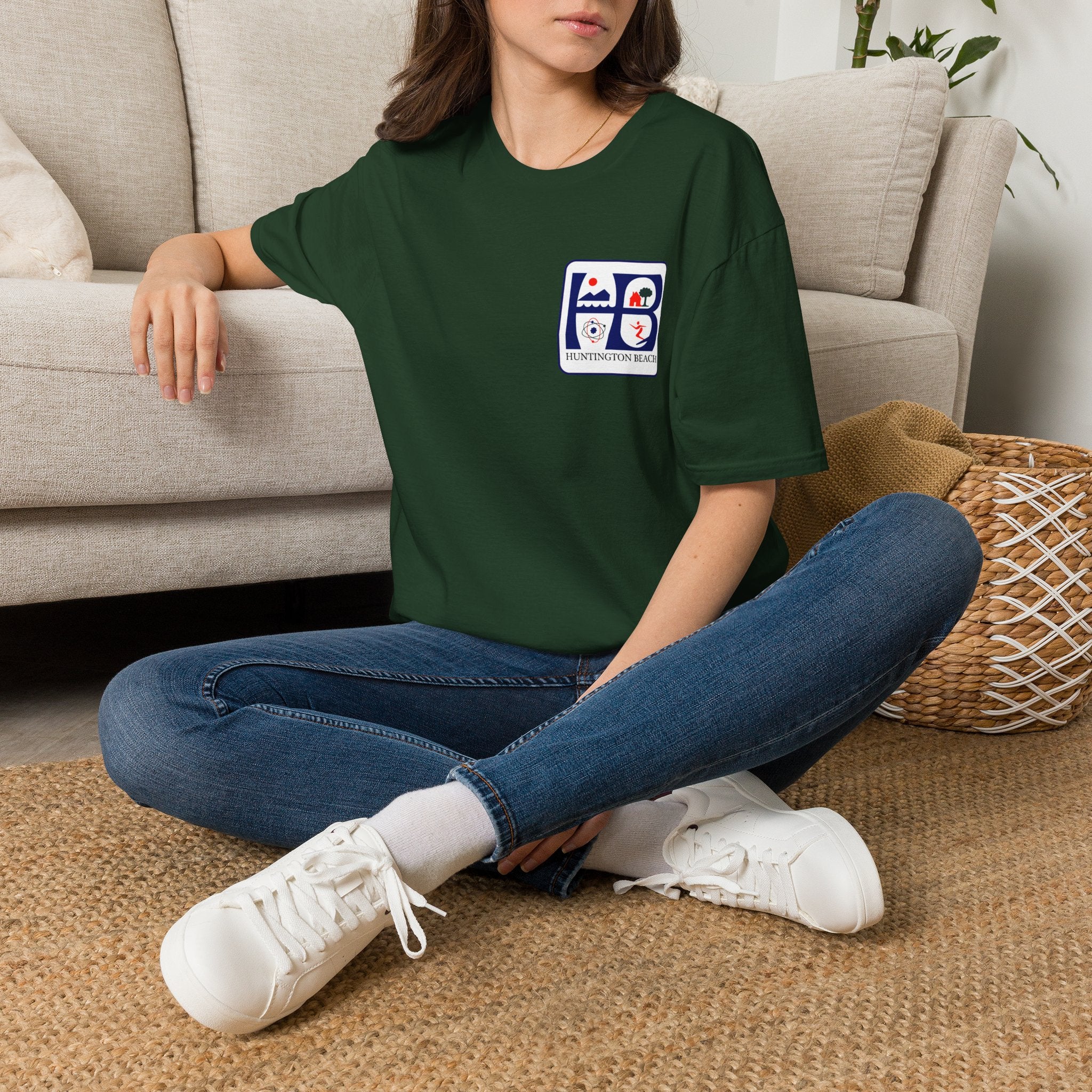 Huntington Beach Retro Logo T-Shirt — HB Surf & Sunset Tee (printed 3 side)