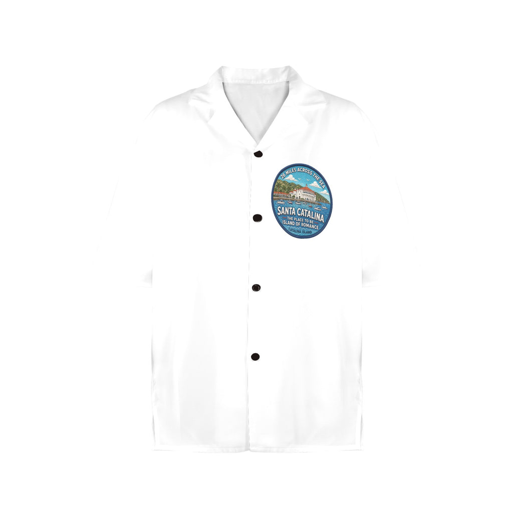 Santa Catalina the Island of Romance 26 Miles Across the Sea Women's All Over Print Hawaiian Shirt （Made in USA Ships to USA Only）