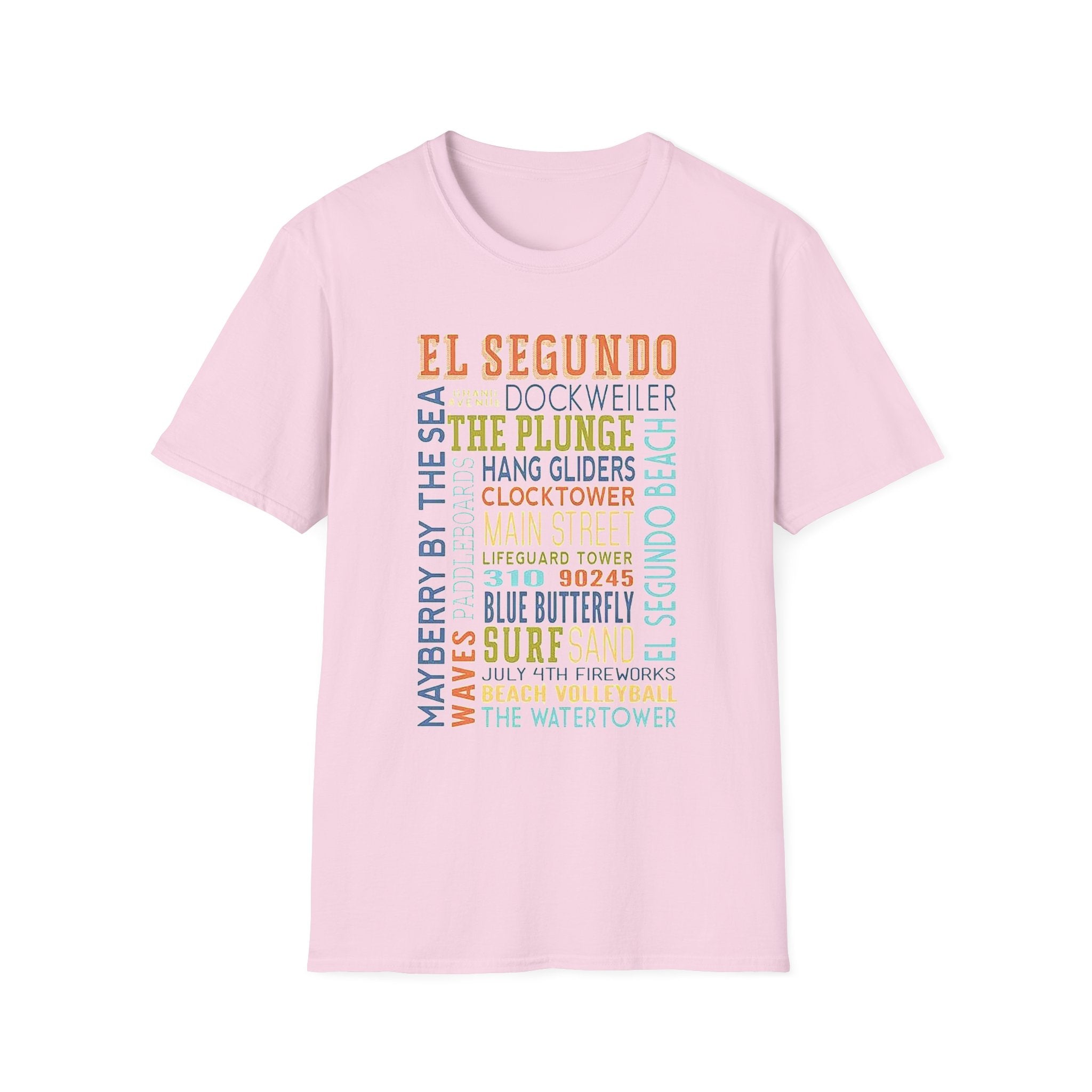 El Segundo Typography T-Shirt | Beach Town Landmarks Word Art