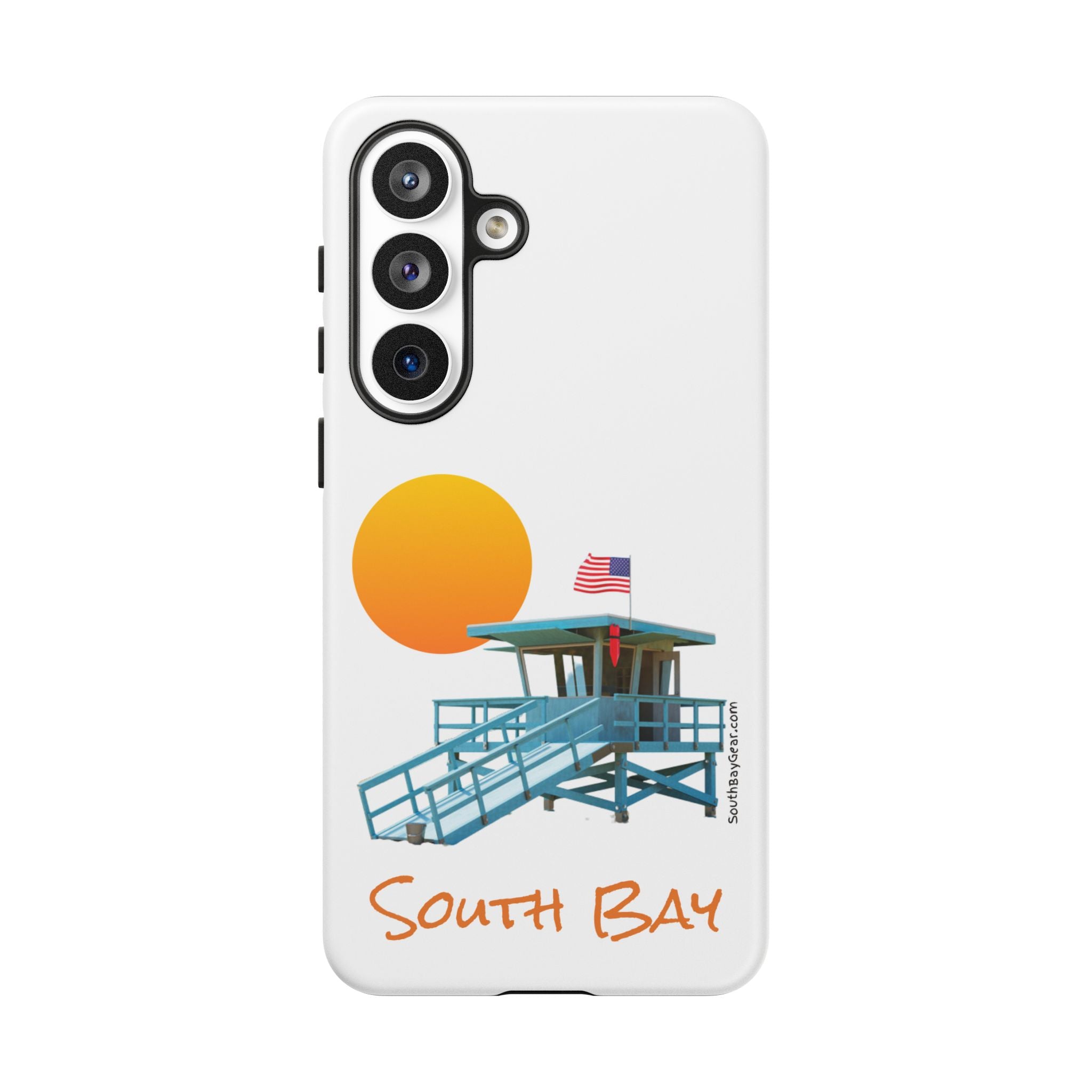 South Bay Lifeguard Stand with American Flag Tough Phone Cases