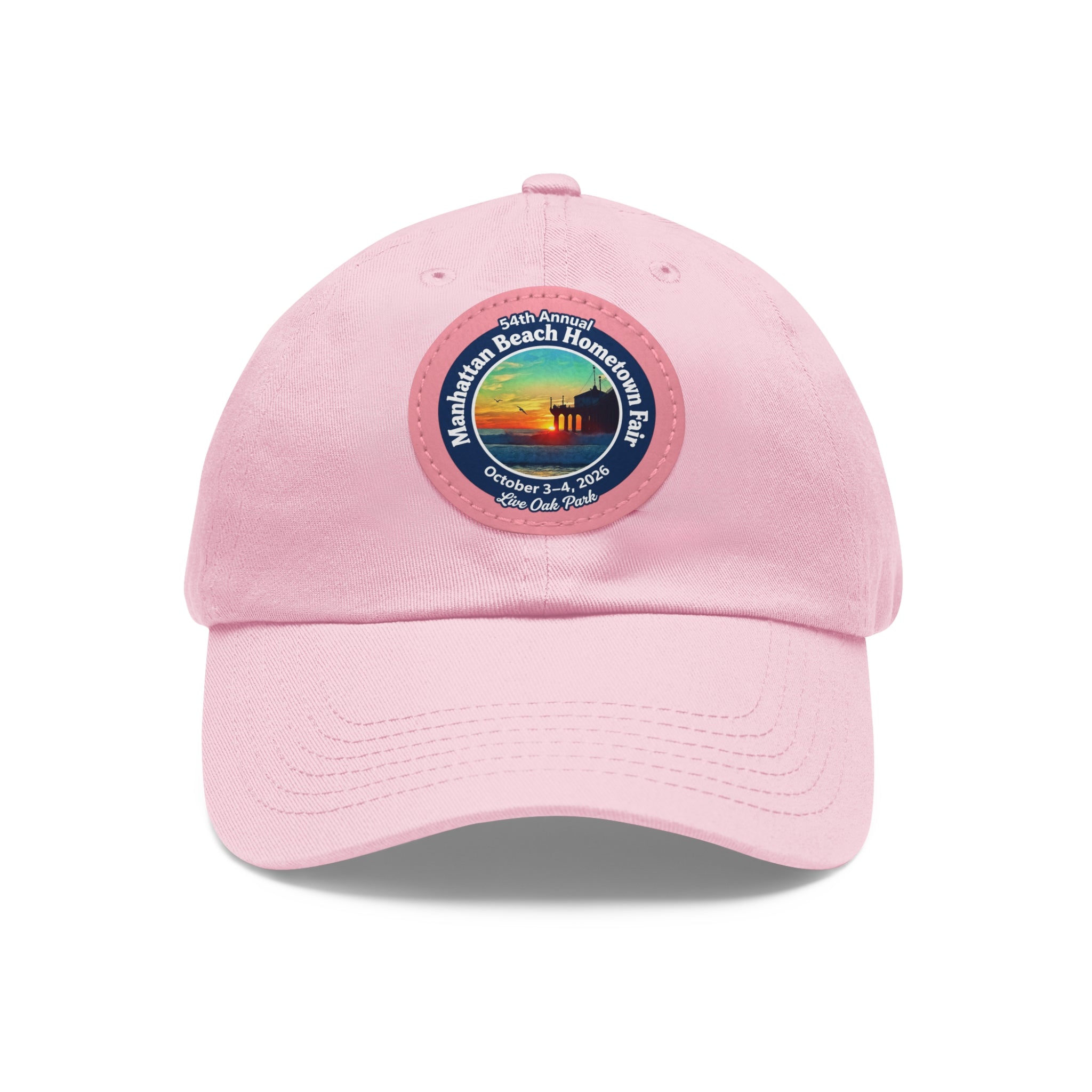 Manhattan Beach Hometown Fair 2026  Beach  Live Oak Park Annual Festival Round Leather Patch Hat