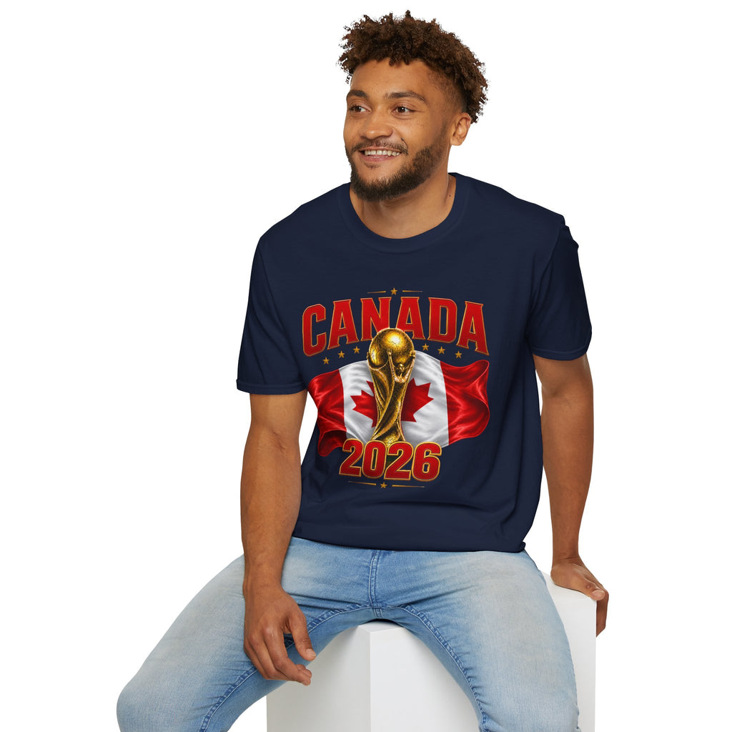 Canada 2026 World Cup T-Shirt — Canadian Soccer Fan Tee with Trophy & Flag