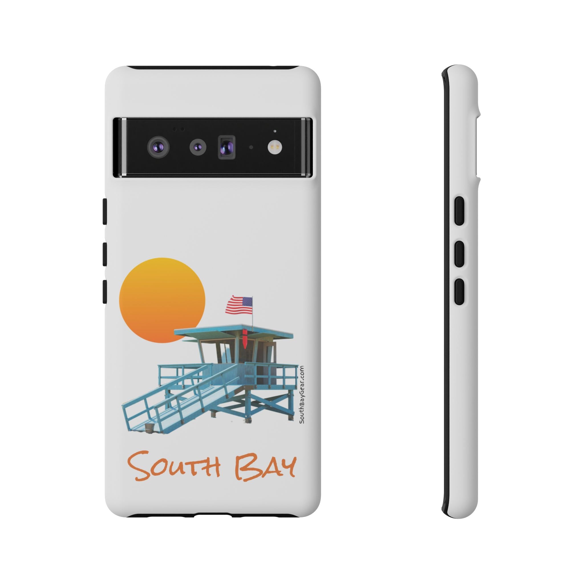South Bay Lifeguard Stand with American Flag Tough Phone Cases