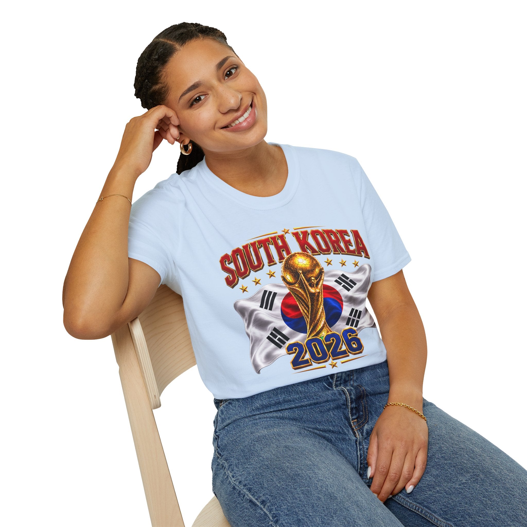 South Korea 2026 Soccer World Cup T-Shirt — Korean Flag & Trophy Football Fan Tee