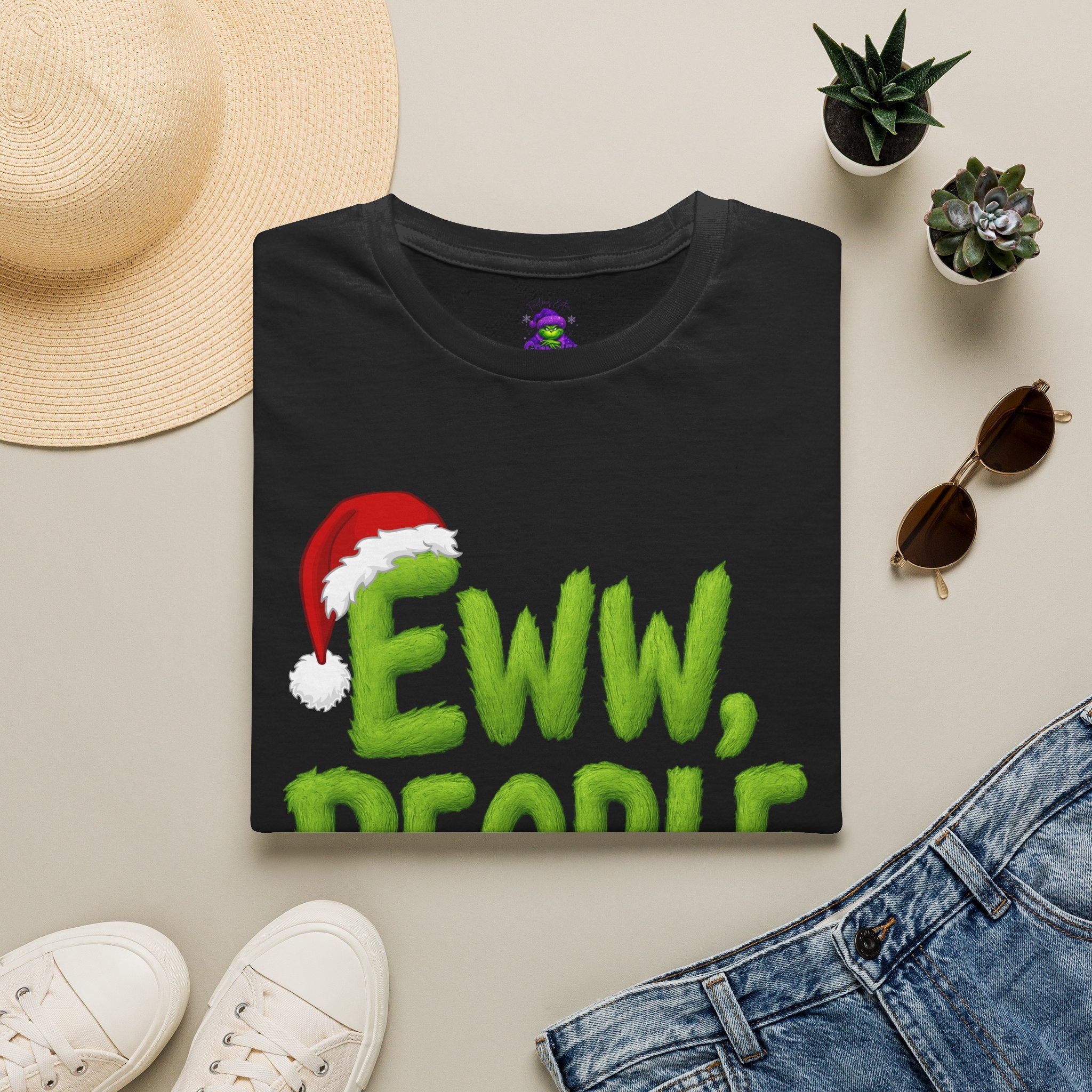 Eww, People T-Shirt | Funny Grinchy Santa Hat Holiday Tee