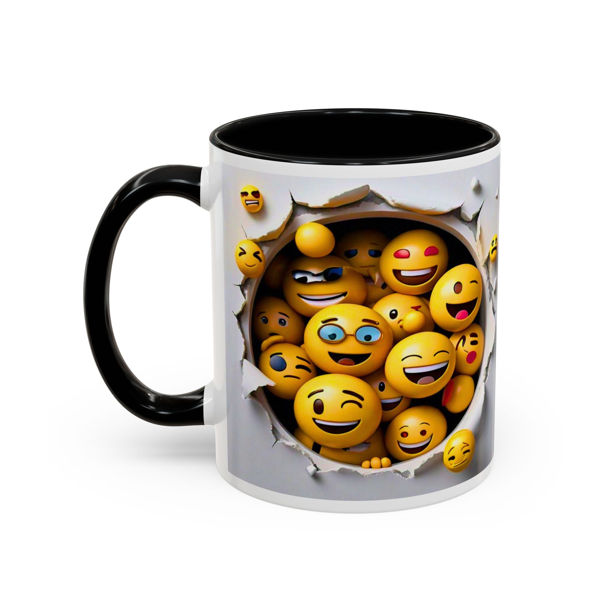 Emoji Explosion Coffee Mug | Accent Inner & Handle Color, 11oz 15oz