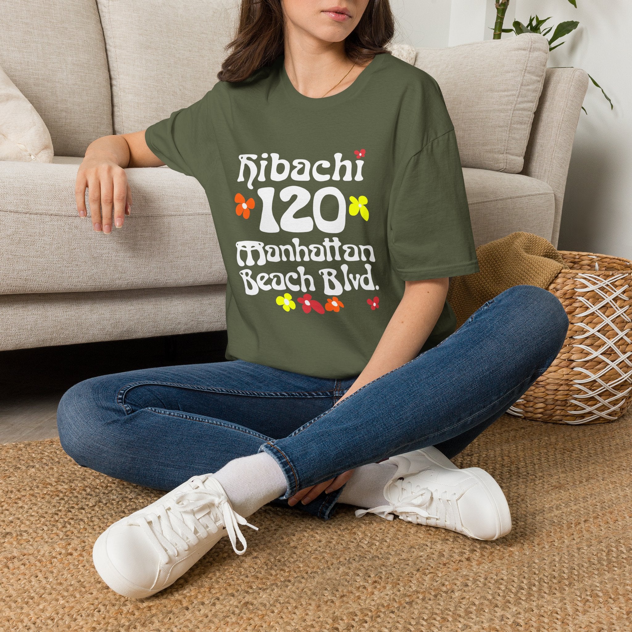 Hibachi 120 Manhattan Beach Blvd Restaurant #OldSchool T-Shirt — Retro Floral Surf Tee "Gone But Not Forgotten"