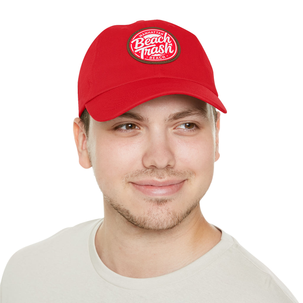 Proud to be Called Beach Trash Manhattan Beach  Leather Patch Dad Hat — Vintage Manhattan Beach Logo