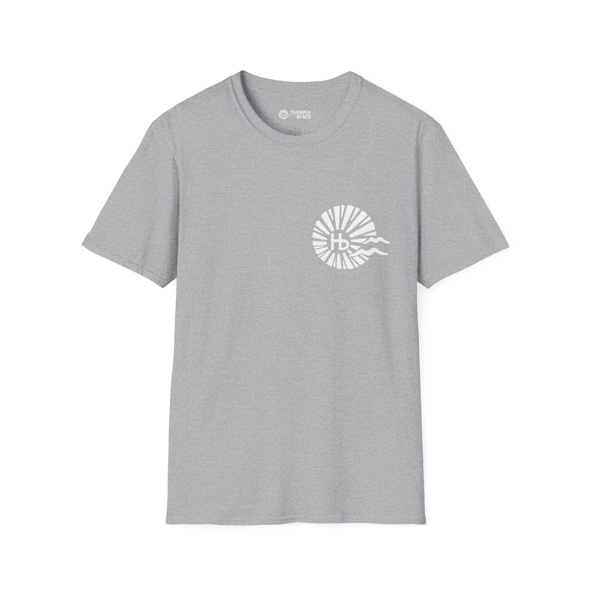 Hermosa Beach Sunburst Wave T-Shirt (printed front back neck) | Hb Minimal Logo Tee