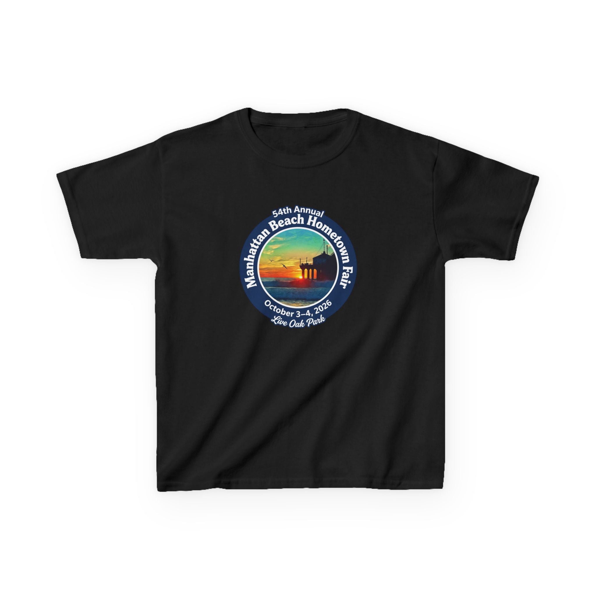 Kids Tee — Manhattan Beach Hometown Fair 2026 Sunset Logo