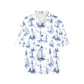 Lighthouse and Sail Ship Nautical Women's All Over Print Hawaiian Shirt Made in USA