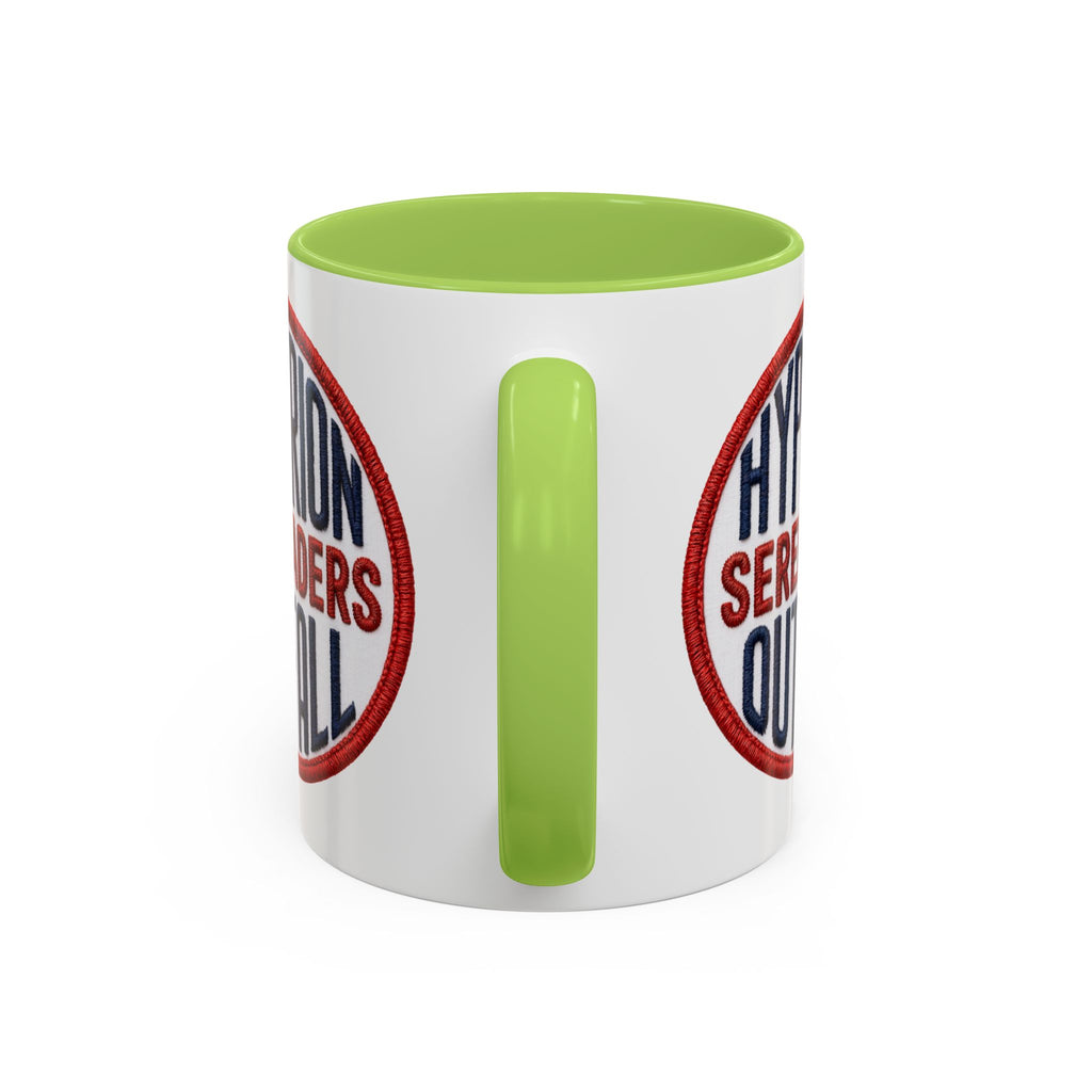 Accent Coffee Mug — "Hyperion Serenaders Outfall" Retro Patch Ceramic Mug (11/15oz)