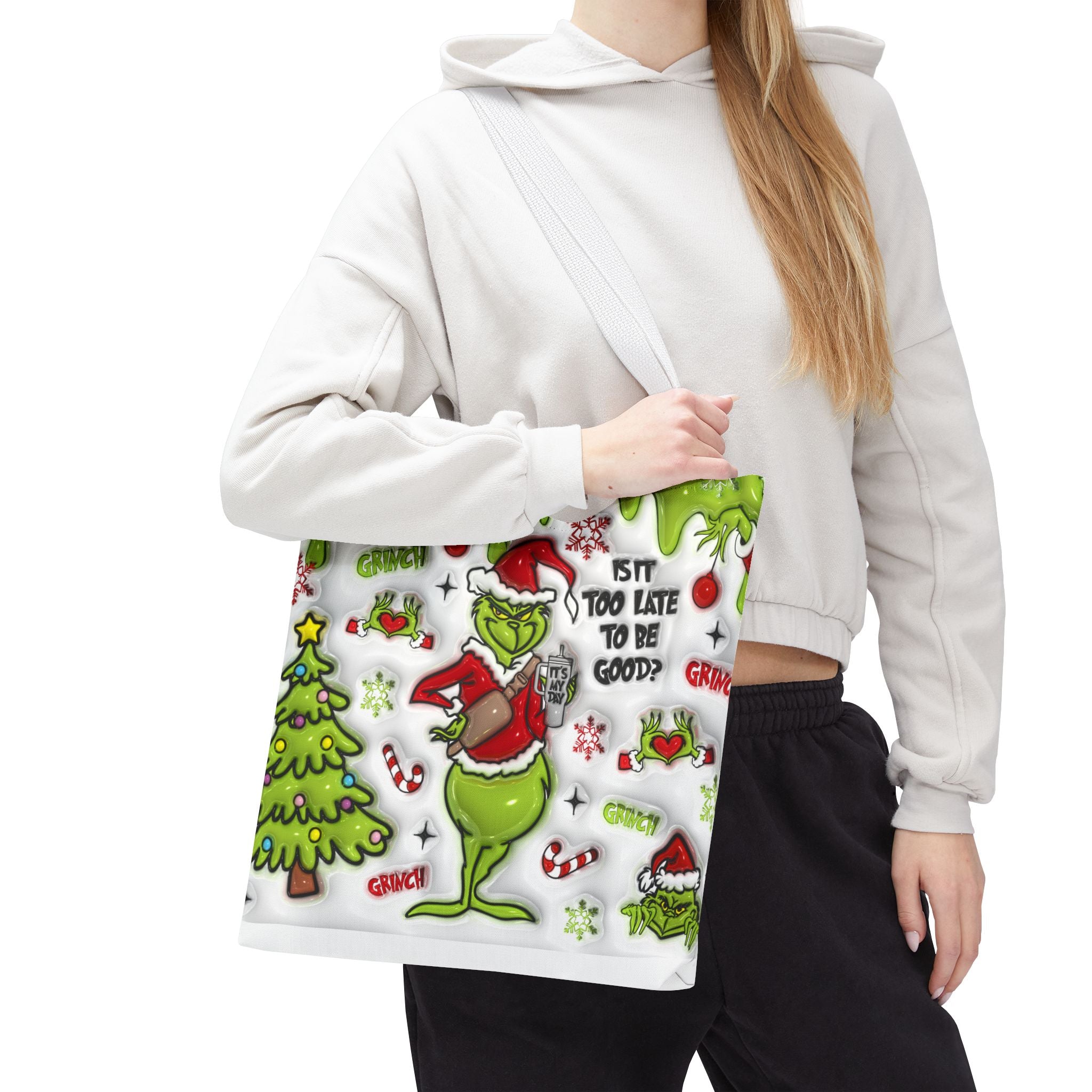Christmas Tote Bag, Holiday Shopping Bag, Grinch Gift, Festive Reusable Bag, Cute Winter Accessory
