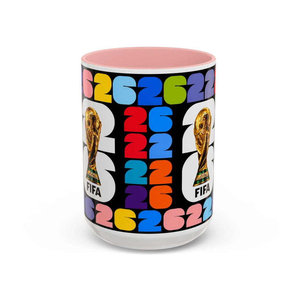 2026 World Cup Accent Coffee Mug – Colorful FIFA Trophy Design (11/15oz)