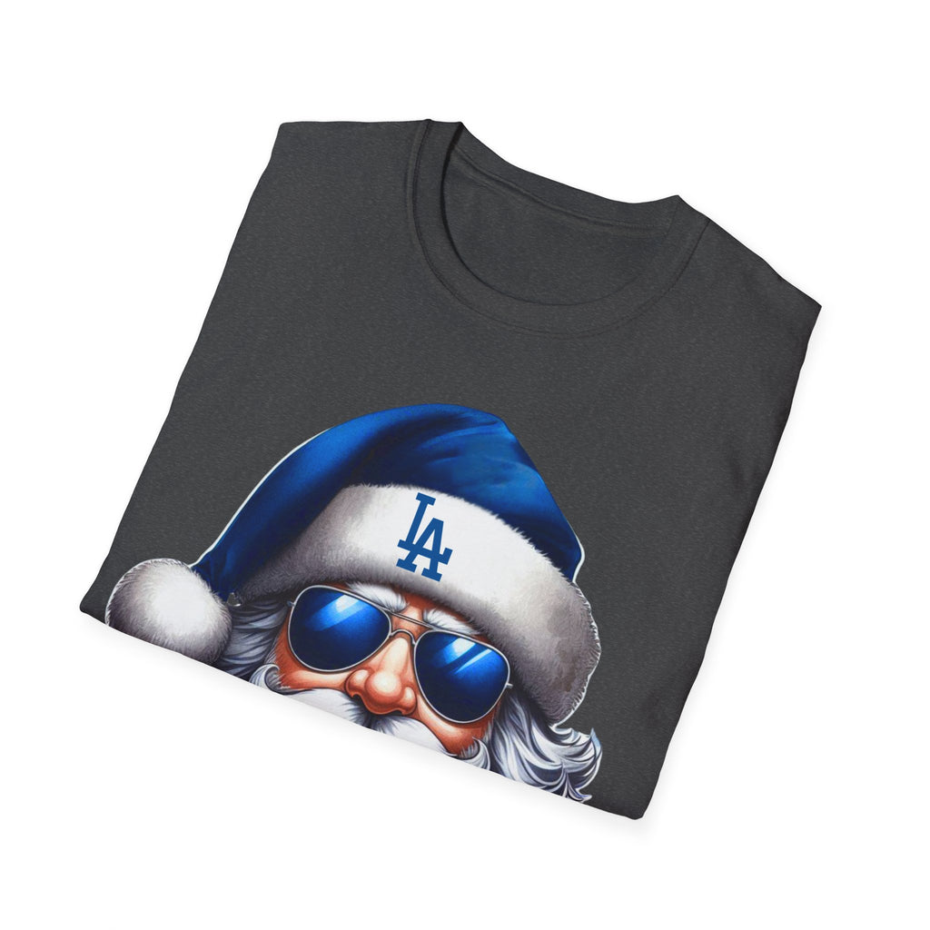 Blue Los Angeles Doyers Santa Tee | Santa Hat Graphic T-Shirt #Doyers