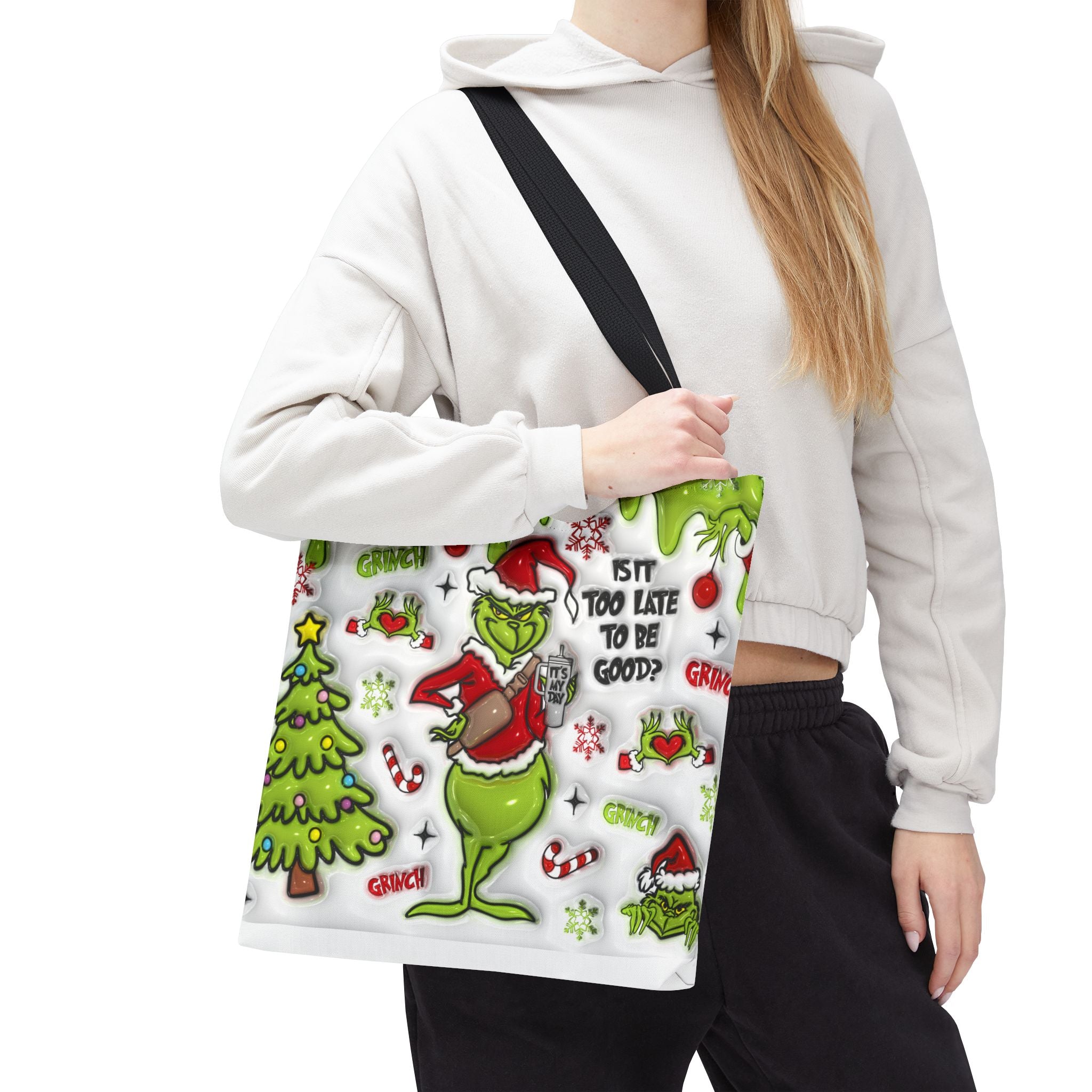 Christmas Tote Bag, Holiday Shopping Bag, Grinch Gift, Festive Reusable Bag, Cute Winter Accessory