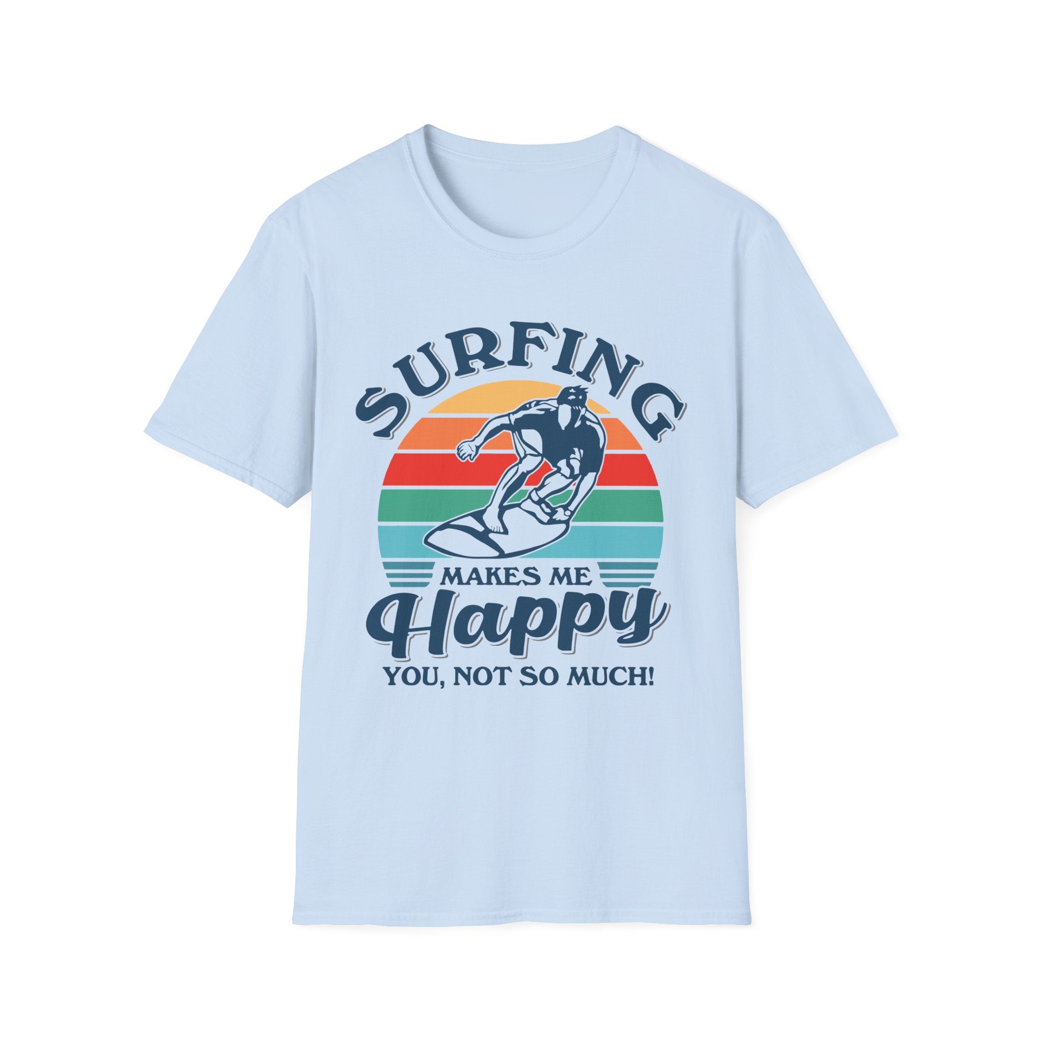 Surfing Makes Me Happy T-Shirt | Retro Sunset Surfer Graphic