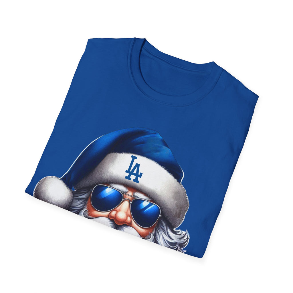 Blue Los Angeles Doyers Santa Tee | Santa Hat Graphic T-Shirt #Doyers
