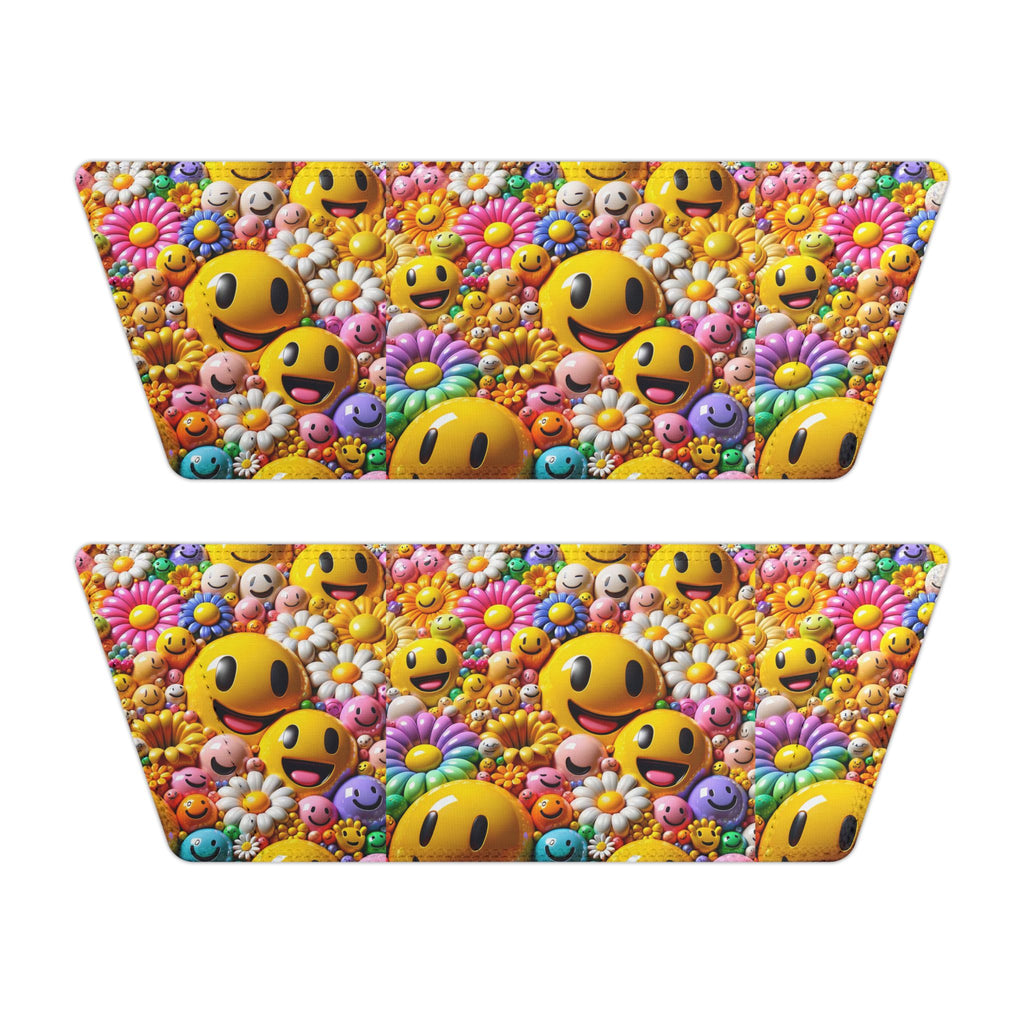 Smiley Flower Pattern Sandals | Youth Slides with Emoji Floral Strap
