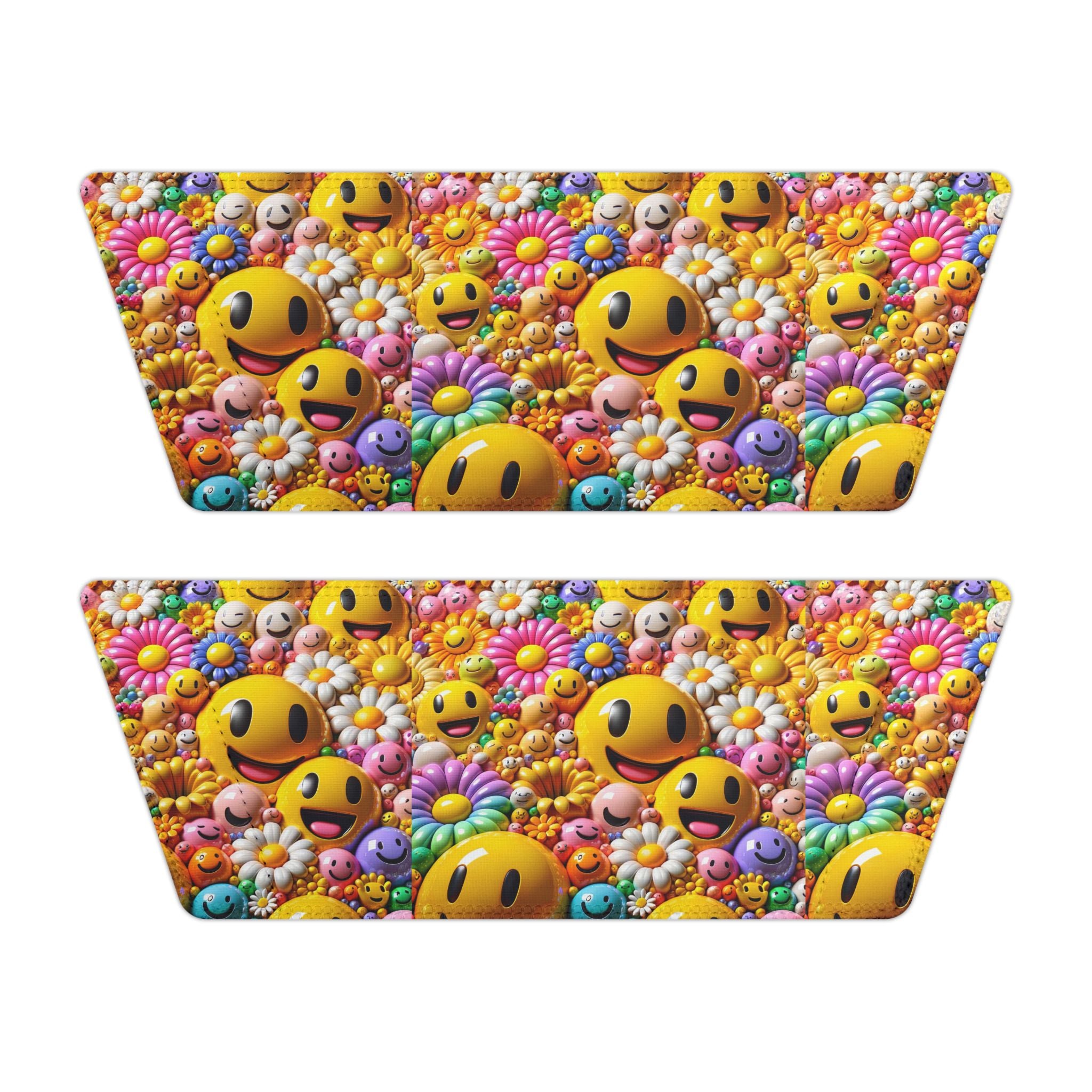 Smiley Flower Pattern Sandals | Youth Slides with Emoji Floral Strap