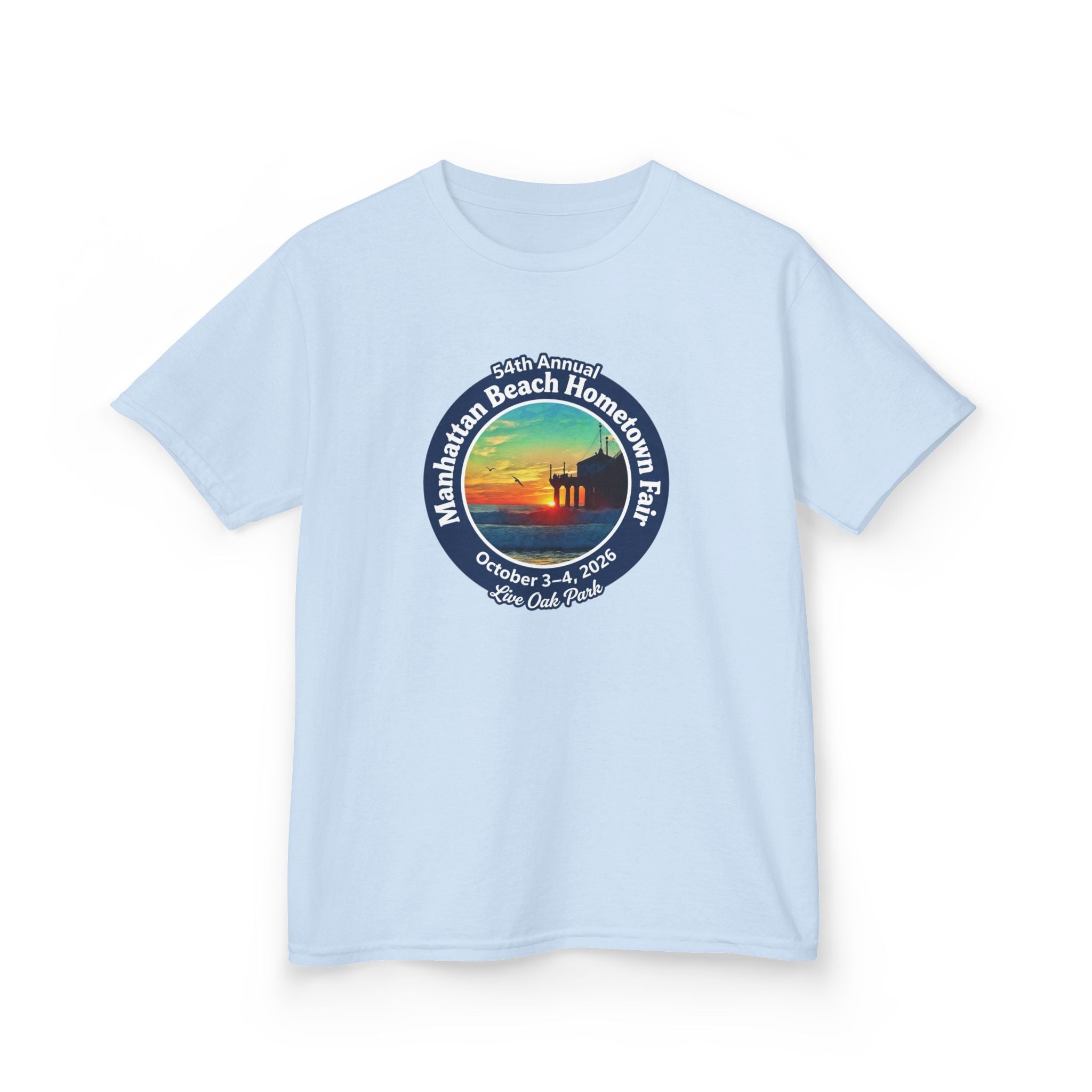 Kids Tee — Manhattan Beach Hometown Fair 2026 Sunset Logo