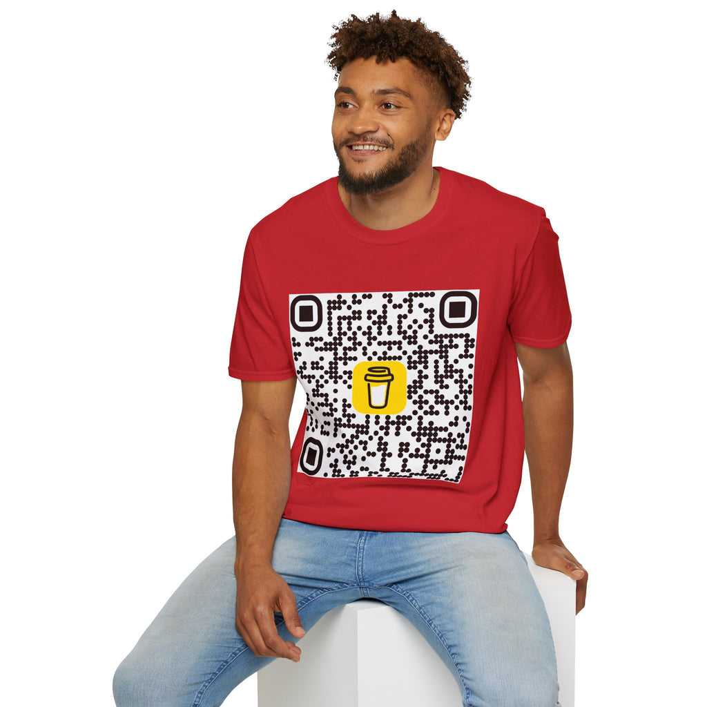 QR Code Coffee Cup T‑Shirt — Scan-to-Order Cafe Tee