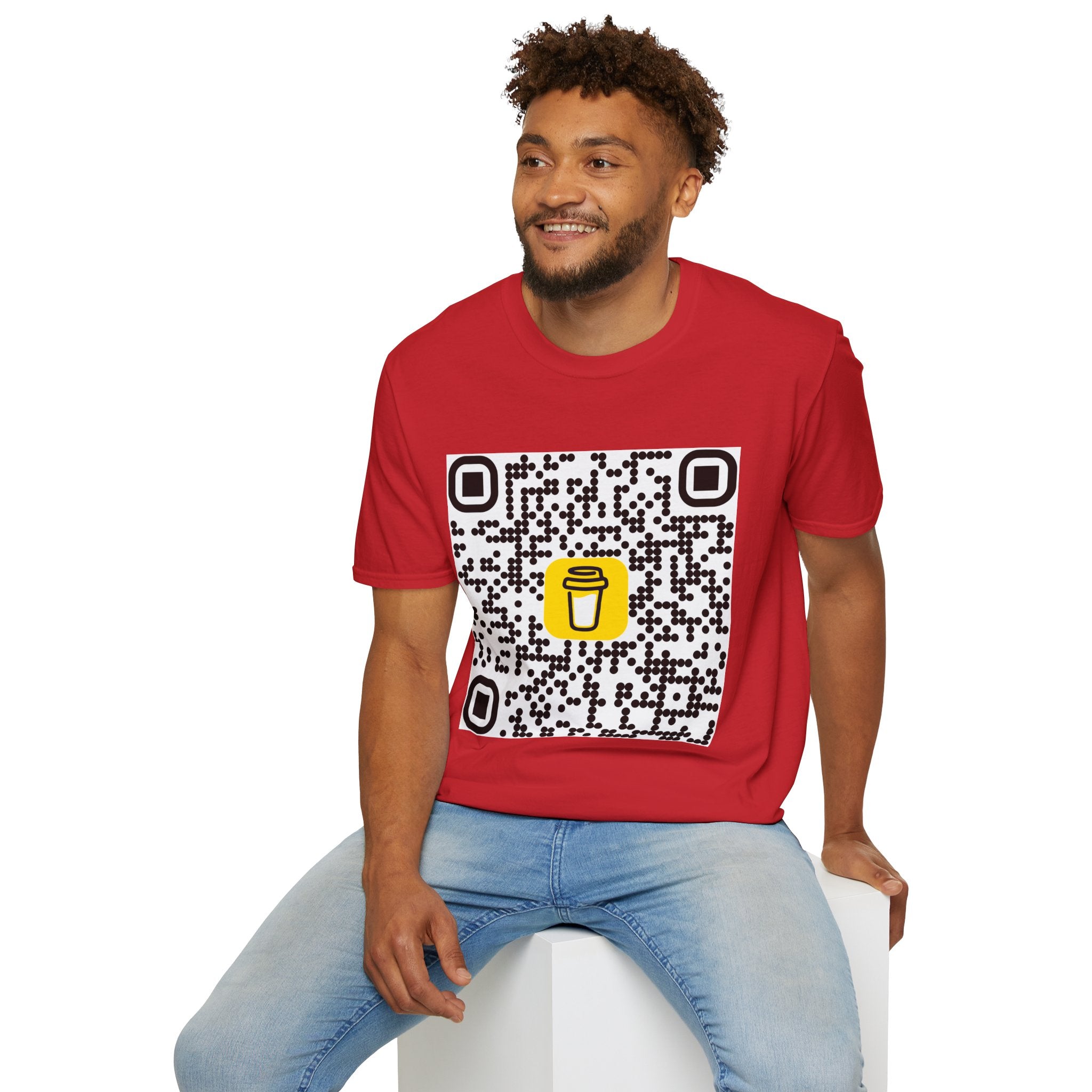 QR Code Coffee Cup T‑Shirt — Scan-to-Order Cafe Tee
