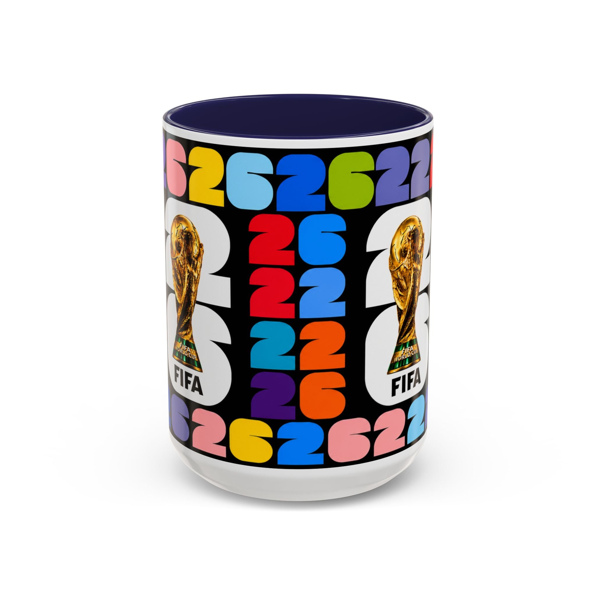 2026 World Cup Accent Coffee Mug – Colorful FIFA Trophy Design (11/15oz)