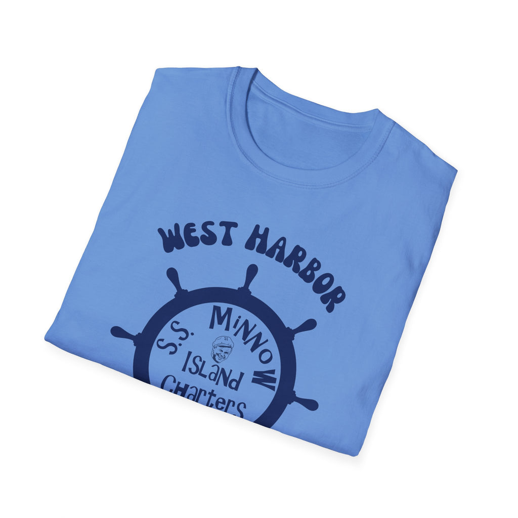 West Harbor San Pedro Ship Wheel Minno Island Charters T-Shirt | 3 Hour Tours
