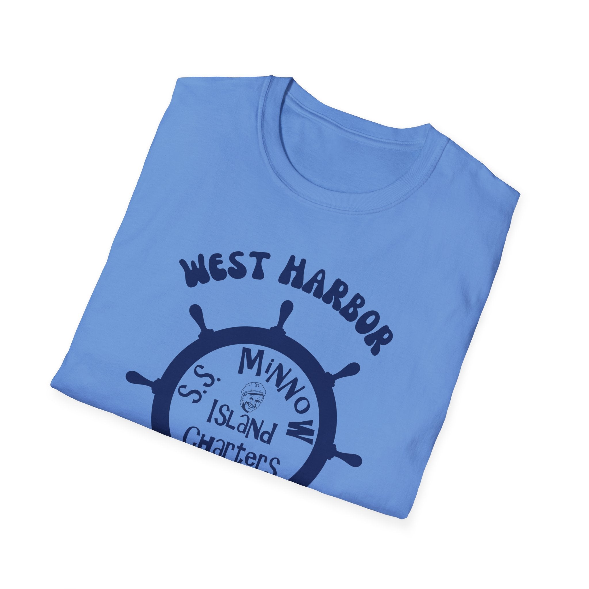 West Harbor San Pedro Ship Wheel Minno Island Charters T-Shirt | 3 Hour Tours