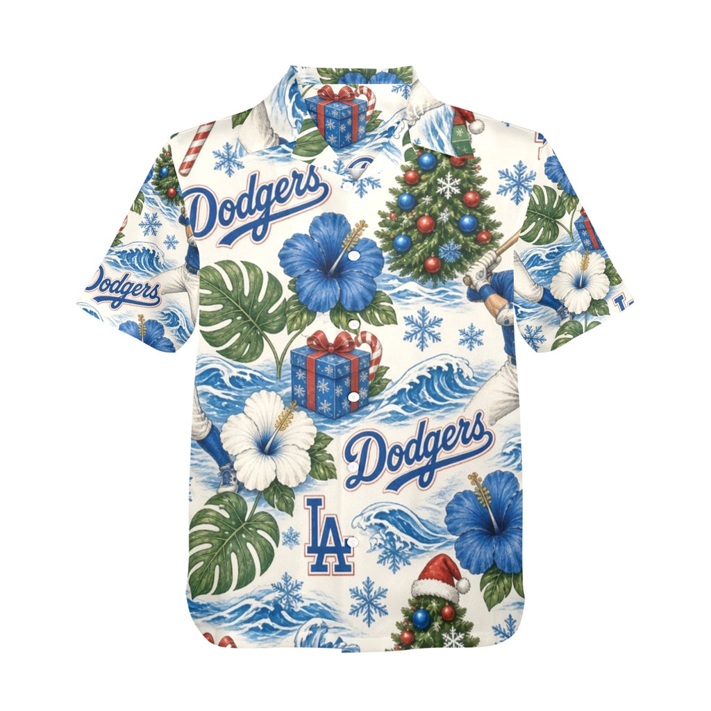 Dodgers Christmas Men's All Over Print Hawaiian Shirt Made In USA Ships to USA Only