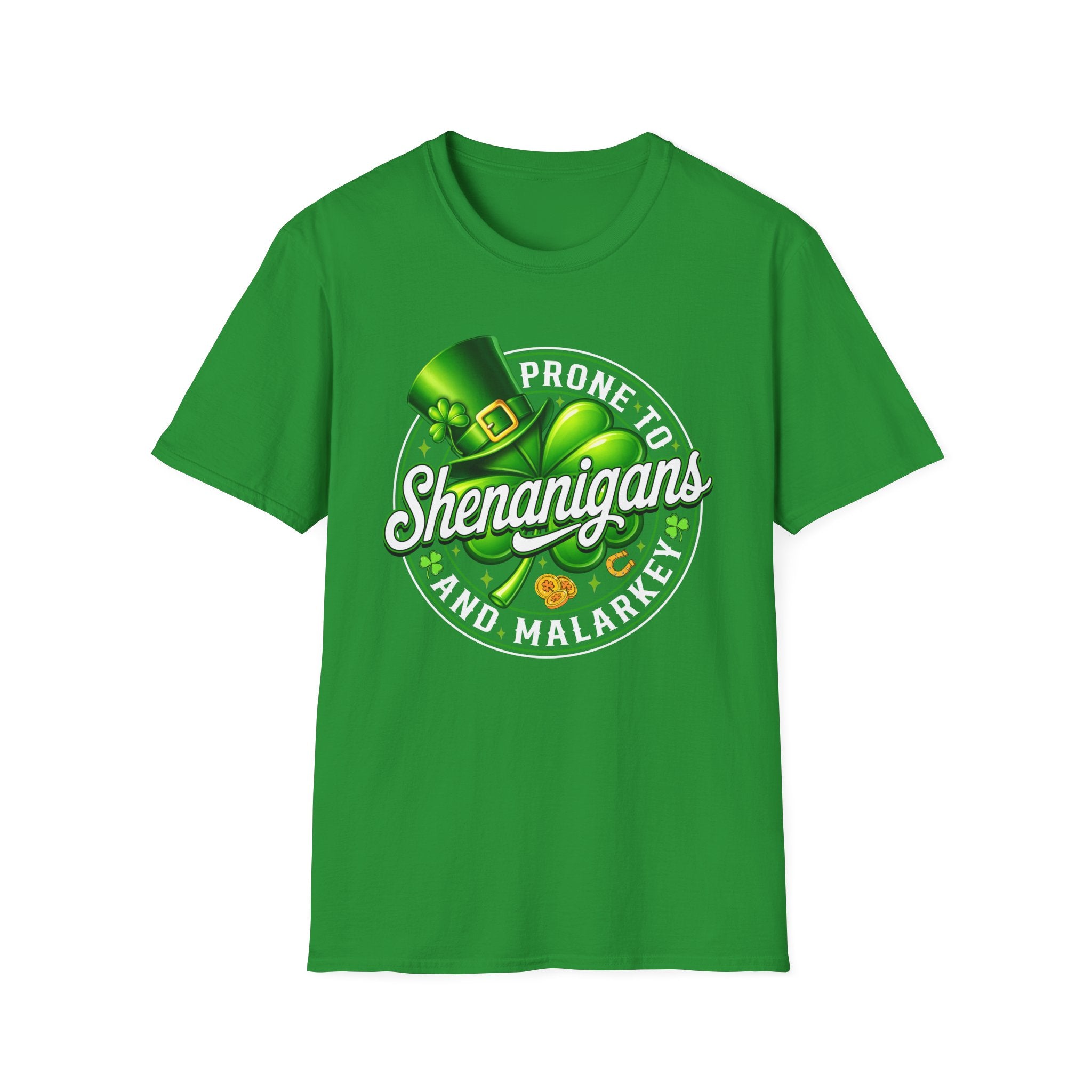 Prone to Shenanigans and Malarkey T-Shirt | St. Patrick's Day Leprechaun Hat Shamrock