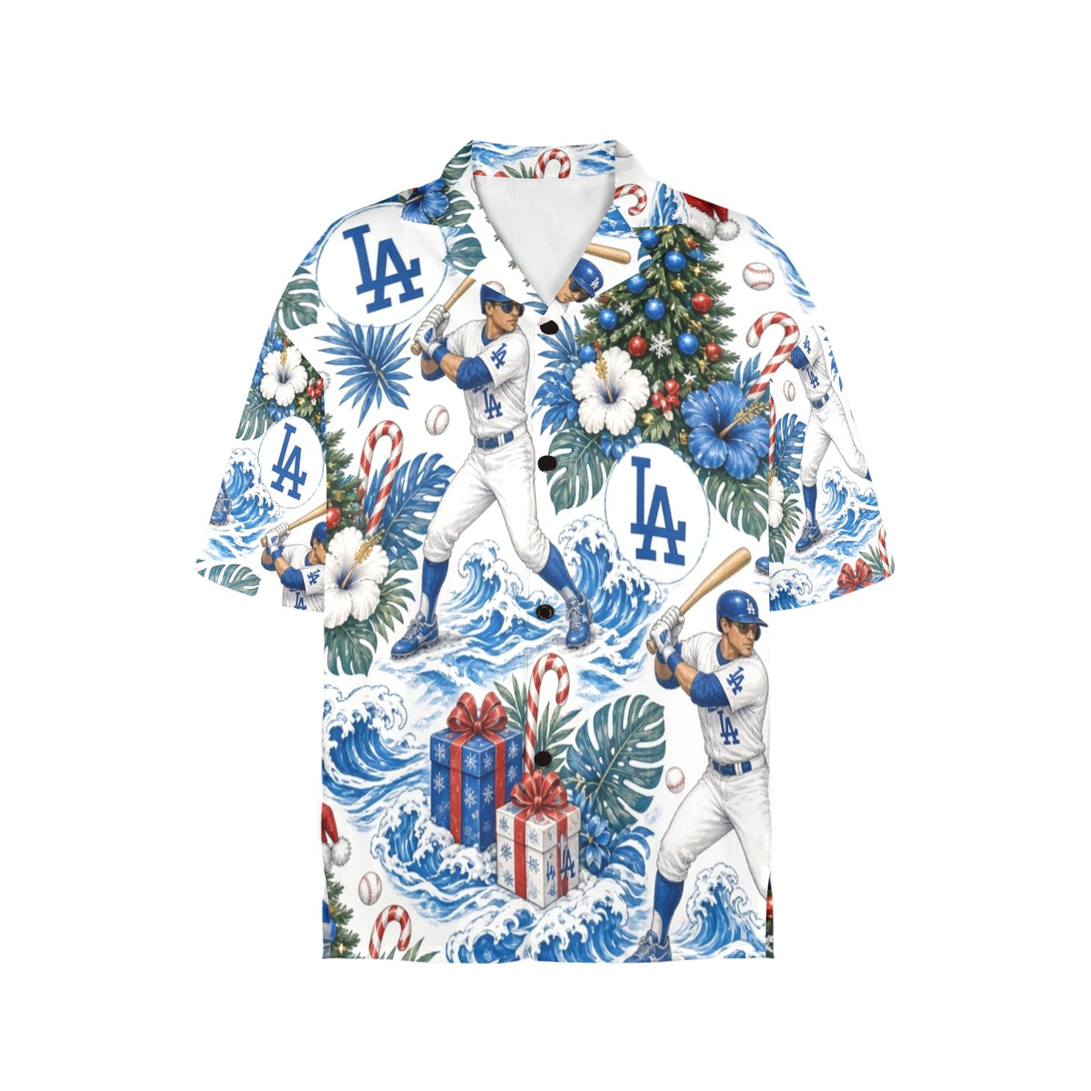 Los Angeles Dodgers Women's All Over Print Hawaiian Shirt （Made in USA Ships to USA Only）