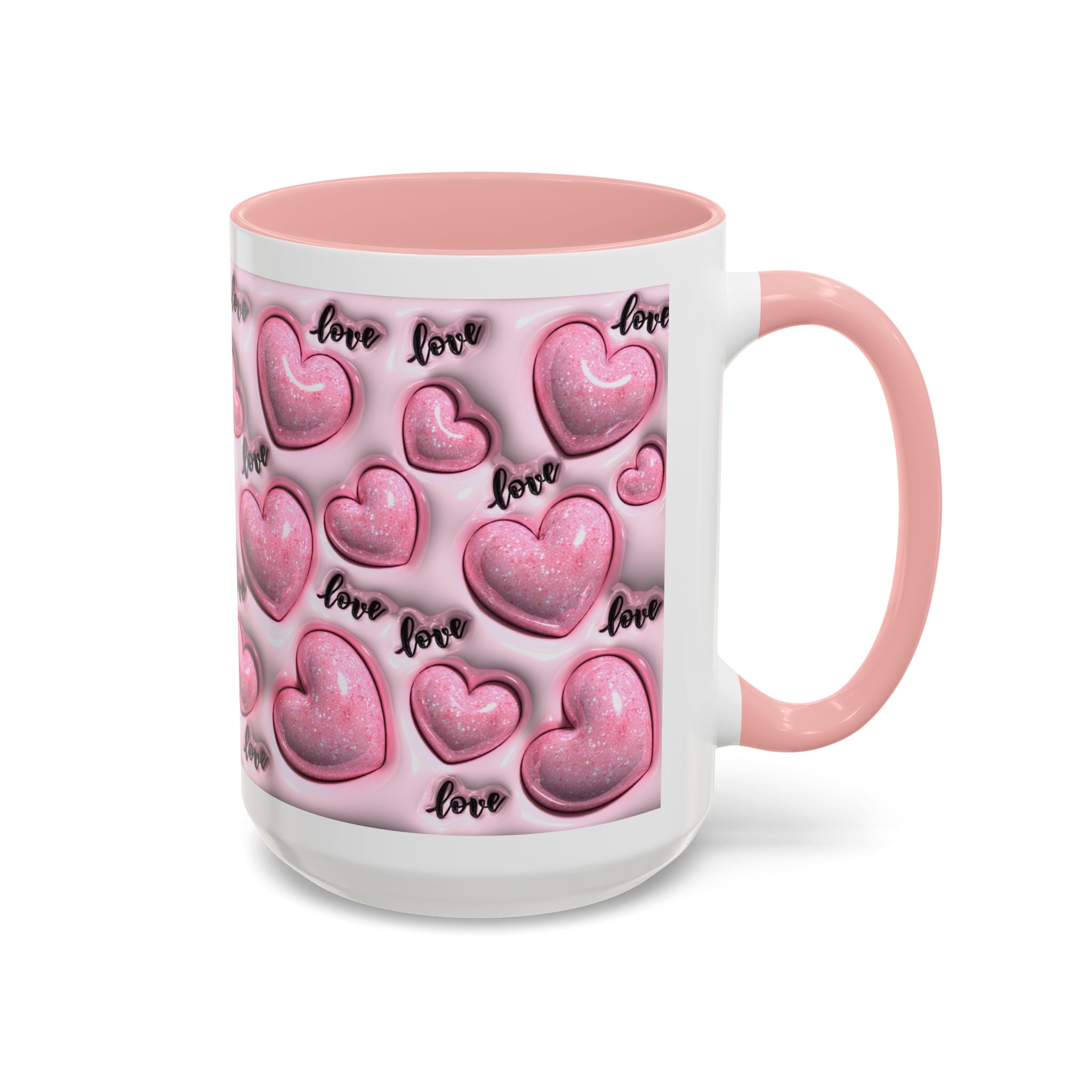 Pink Heart Pattern love Mug | Accent Coffee Mug 11oz 15oz