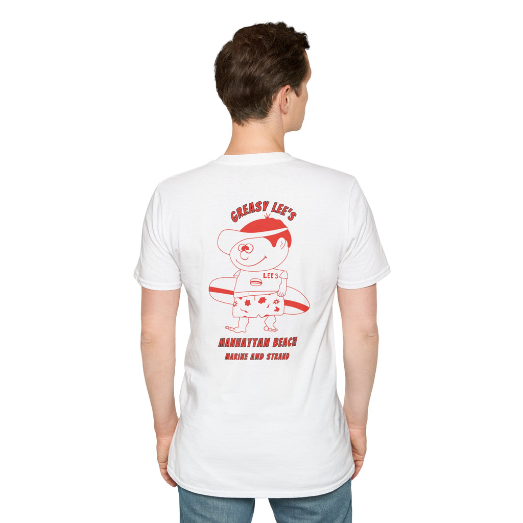 Greasy Lee's Manhattan Beach Old School T-Shirt | Marine and Strand Manhattan Beach Vintage Surf Design