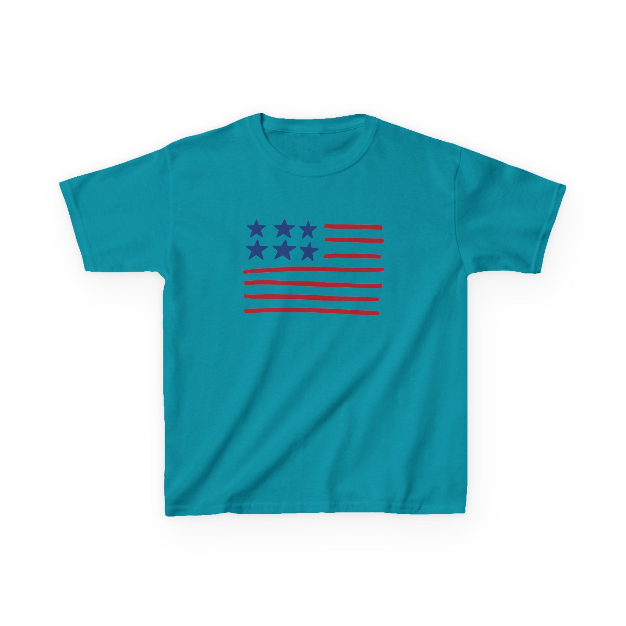 Stars and Stripes  Kids American Flag T-Shirt — Red & Blue Stars Stripe Patriotic Tee