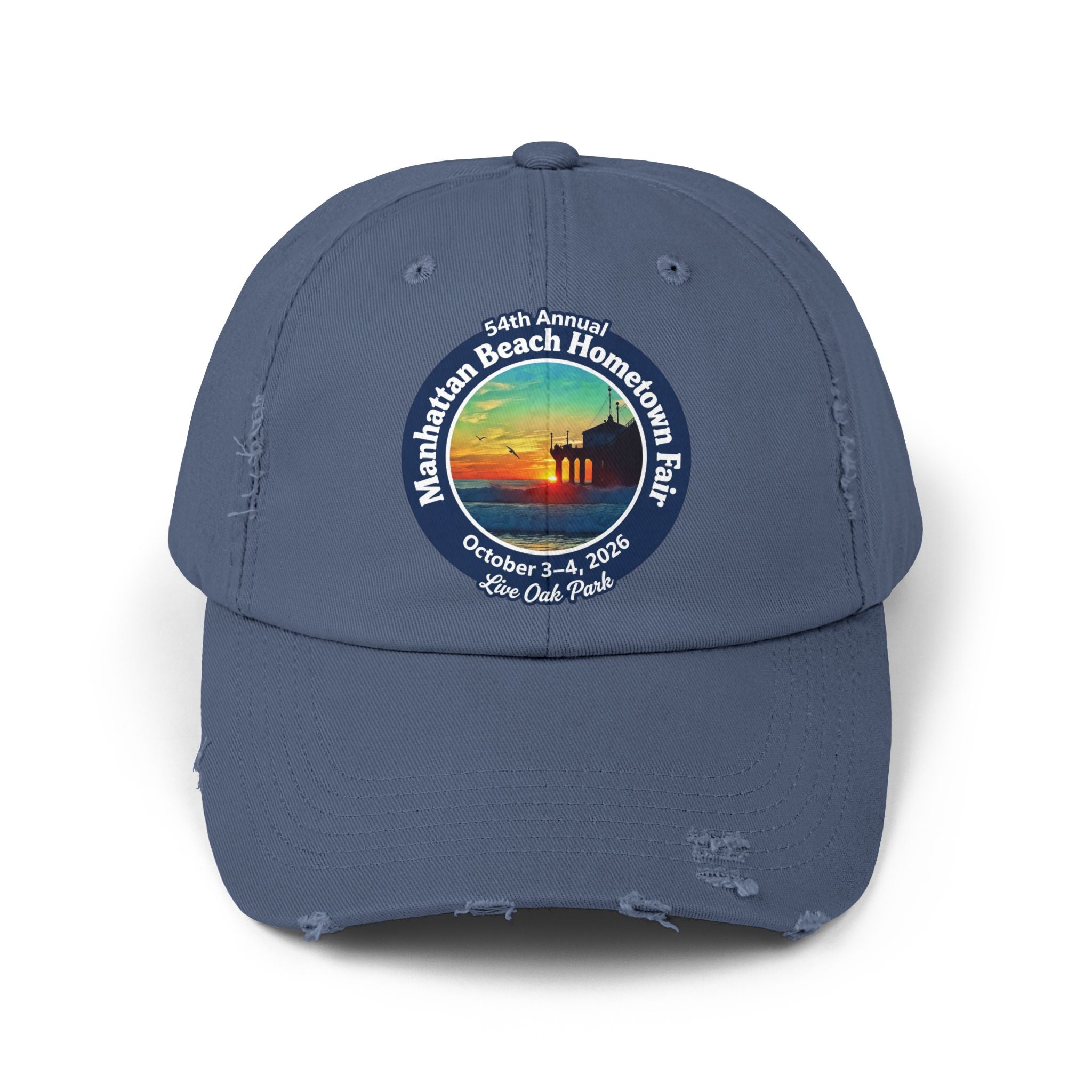 Distressed Baseball Cap - Manhattan Beach Hometown Fair 2026 Sunset Logo