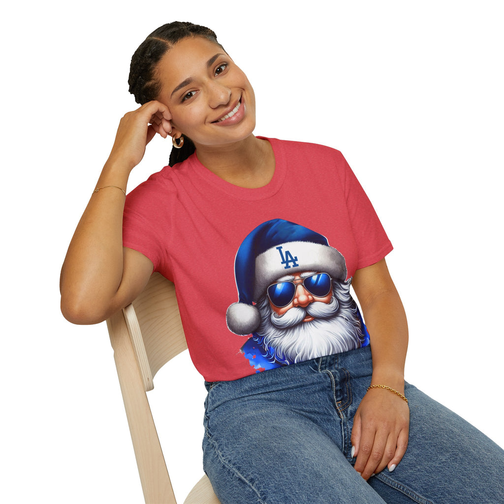 LA Dodgers Blue Santa T-Shirt — Cool Sunglasses Holiday Tee