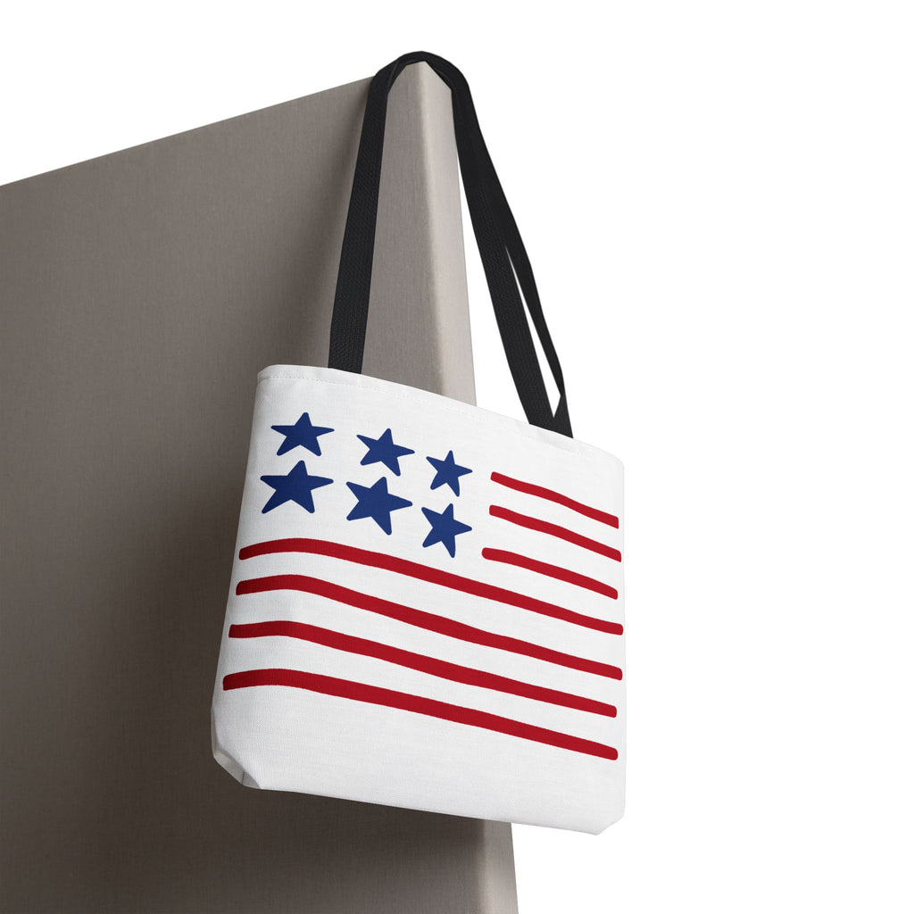 American Flag Stars & Stripes Tote Bag — Patriotic Canvas Beach Grocery Bag