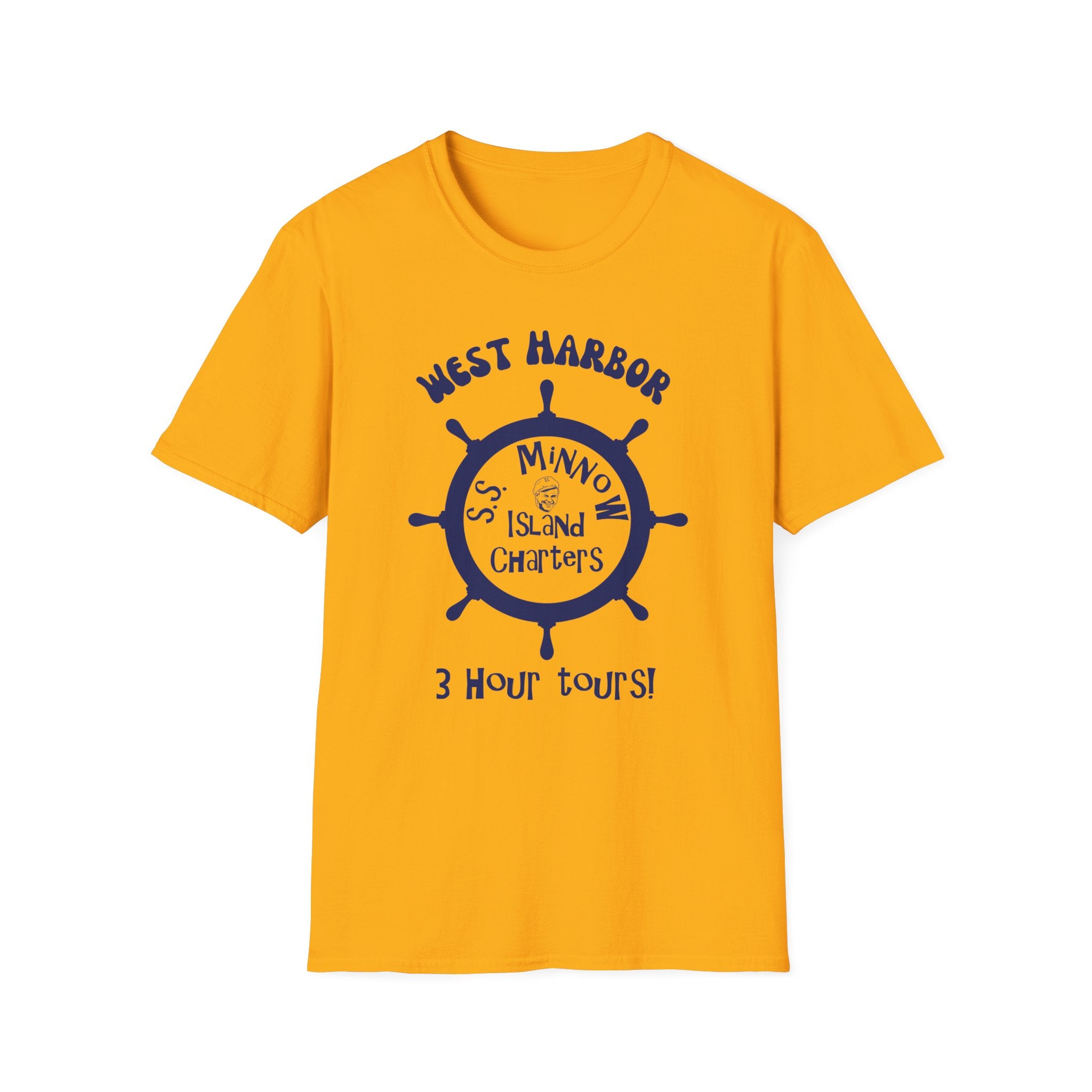 West Harbor San Pedro Ship Wheel Minno Island Charters T-Shirt | 3 Hour Tours