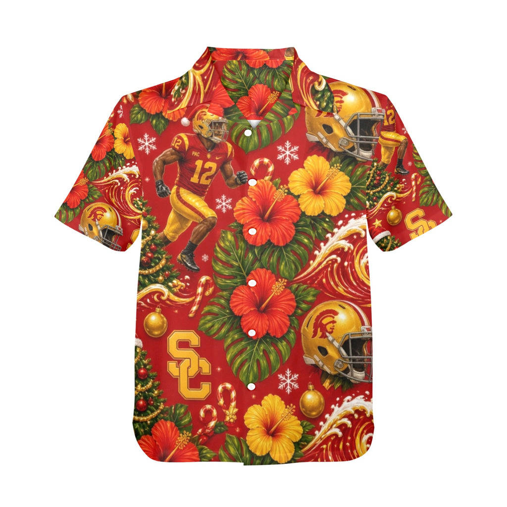 USC Christmas Men's All Over Print Hawaiian Shirt Made In USA Ships to USA Only